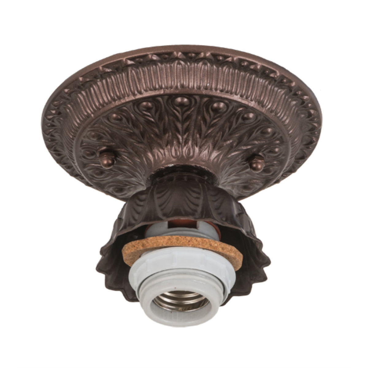 5.25'W Mahogany Bronze 1 Lt Flushmount Hardware