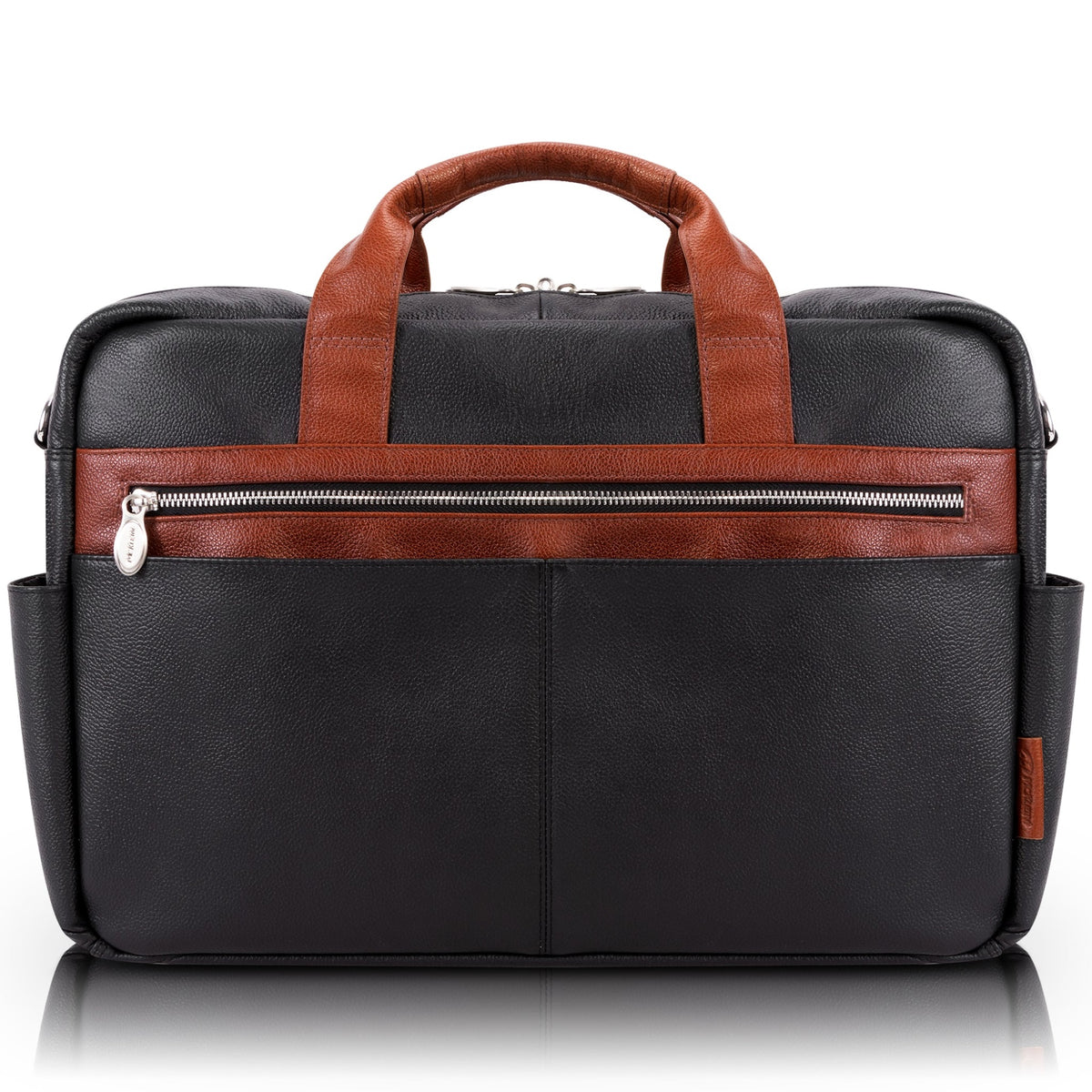 U Series | Southport | 17 Leather, Two-Tone, Dual-Compartment, Laptop & Tablet Briefcase - Black