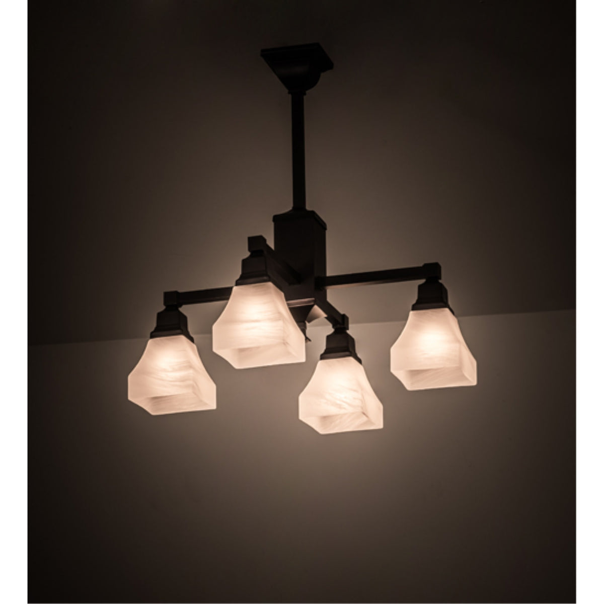 24.5'W Bungalow White Alabaster Swirl 4 Lt Chandelier