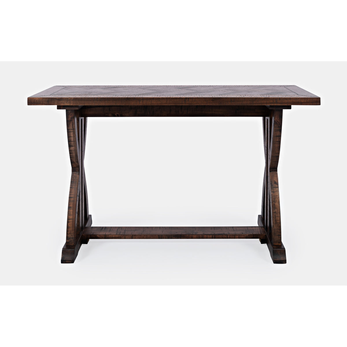 Fairview Transitional Herringbone Distressed Acacia Sofa Table