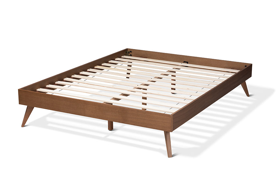 Baxton Studio Lissette Mid-Century Modern Walnut Brown Finished Wood Full Size Platform Bed Frame