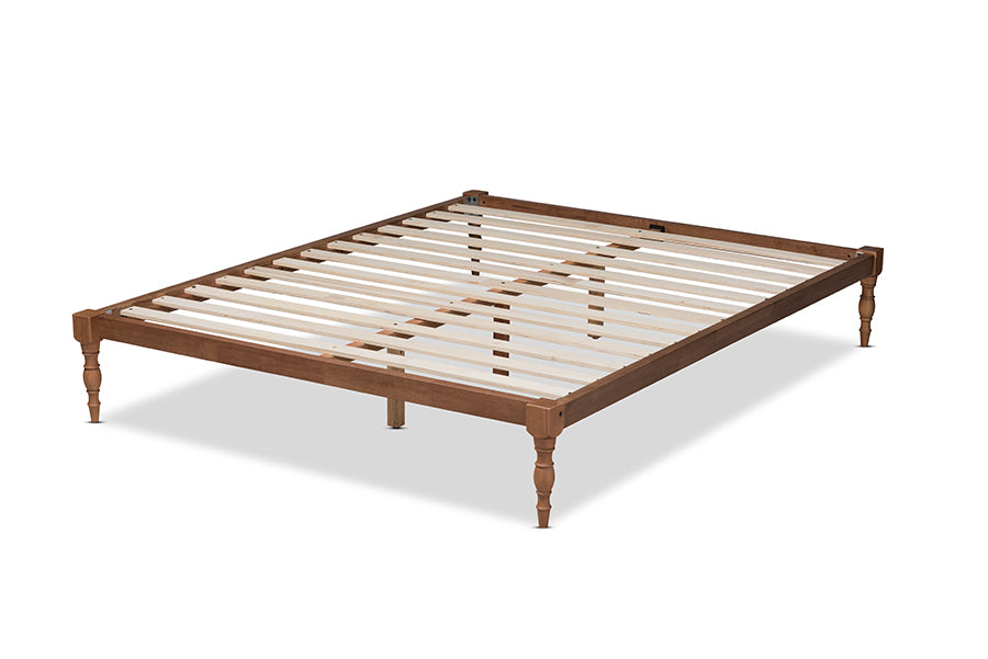 Baxton Studio Iseline Modern And Contemporary Walnut Brown Finished Wood King Size Platform Bed Frame