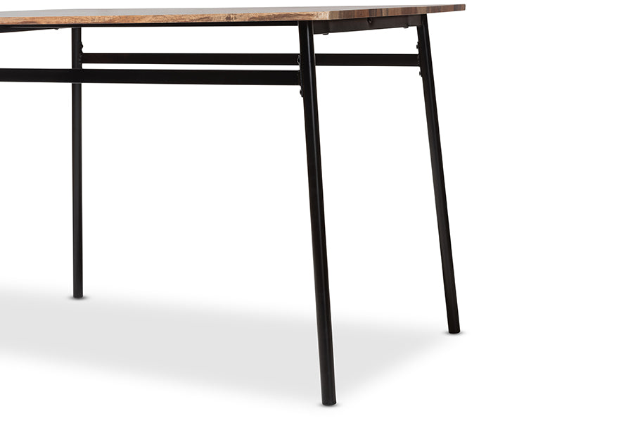 Baxton Studio Darcia Rustic And Industrial Brown Wood Finished Matte Black Frame 5-Piece Dining Set