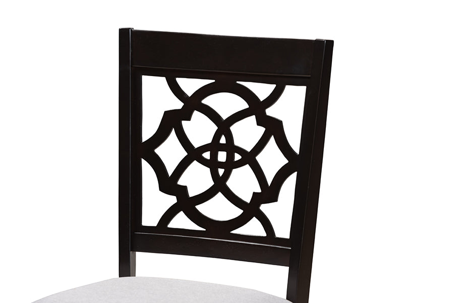 Baxton Studio Renaud Modern And Contemporary Grey Fabric Upholstered Espresso Brown Finished Wood Dining Chair (Set Of 4)