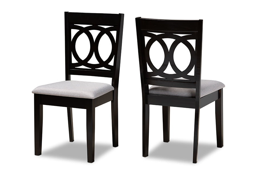 Baxton Studio Lenoir Modern and Contemporary Grey Fabric Upholstered Espresso Brown Finished Wood 2-Piece Dining Chair Set Set