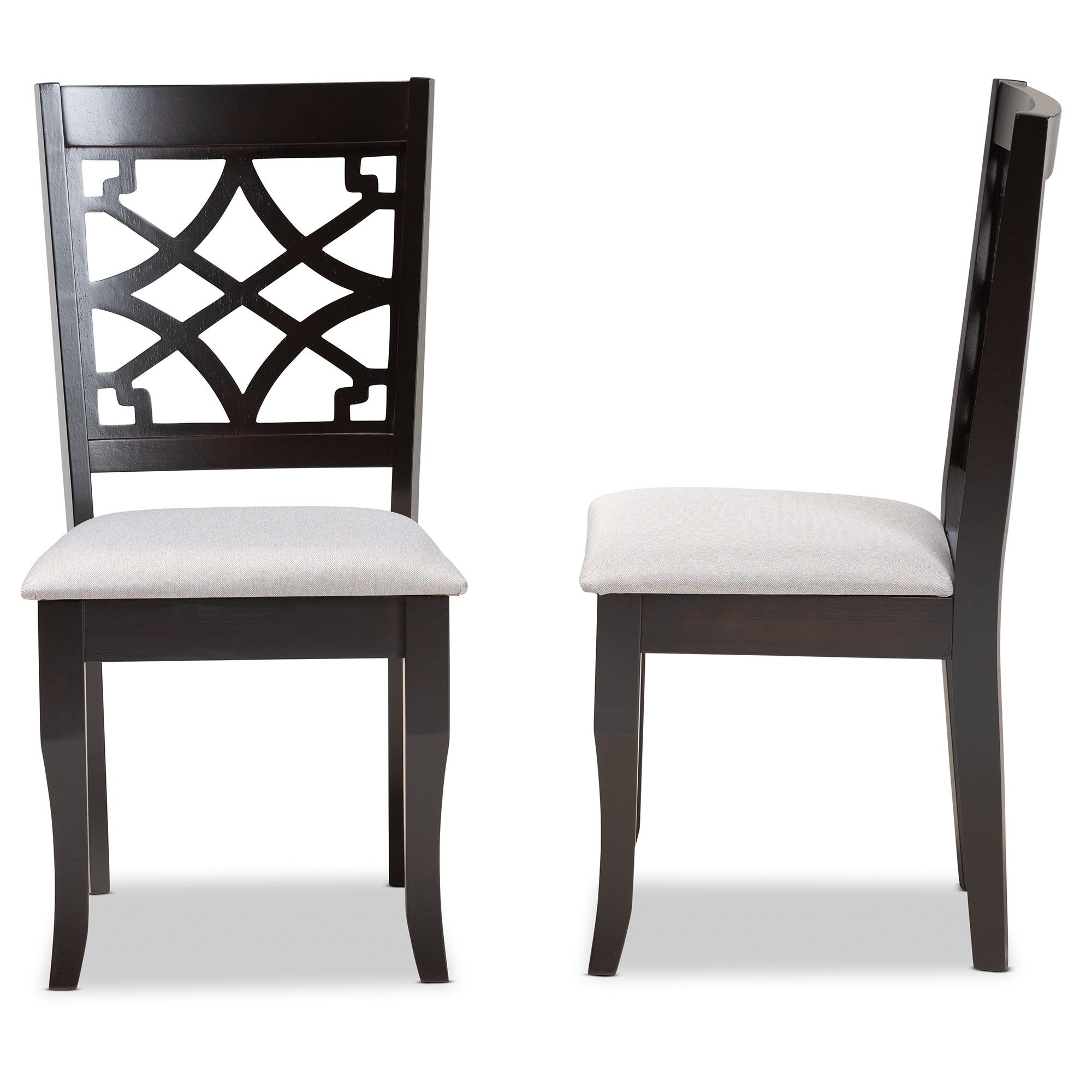 Baxton Studio Mael Modern And Contemporary Grey Fabric Upholstered And Dark Brown Finished Wood 2-Piece Dining Chair Set