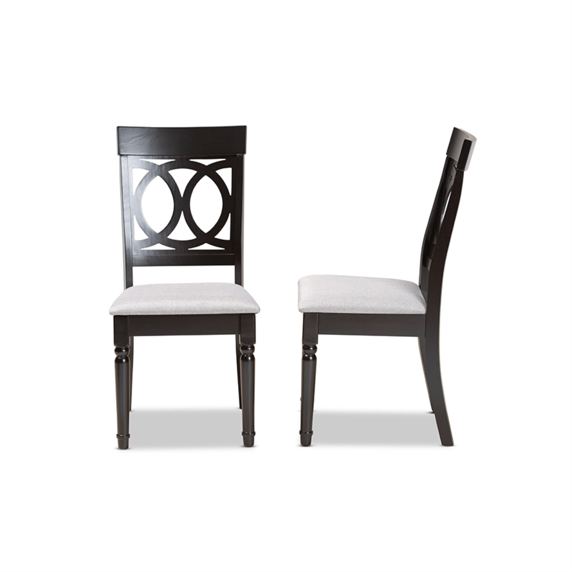 Baxton Studio Lucie Modern And Contemporary Grey Fabric Upholstered And Espresso Brown Finished Wood 2-Piece Dining Chair Set