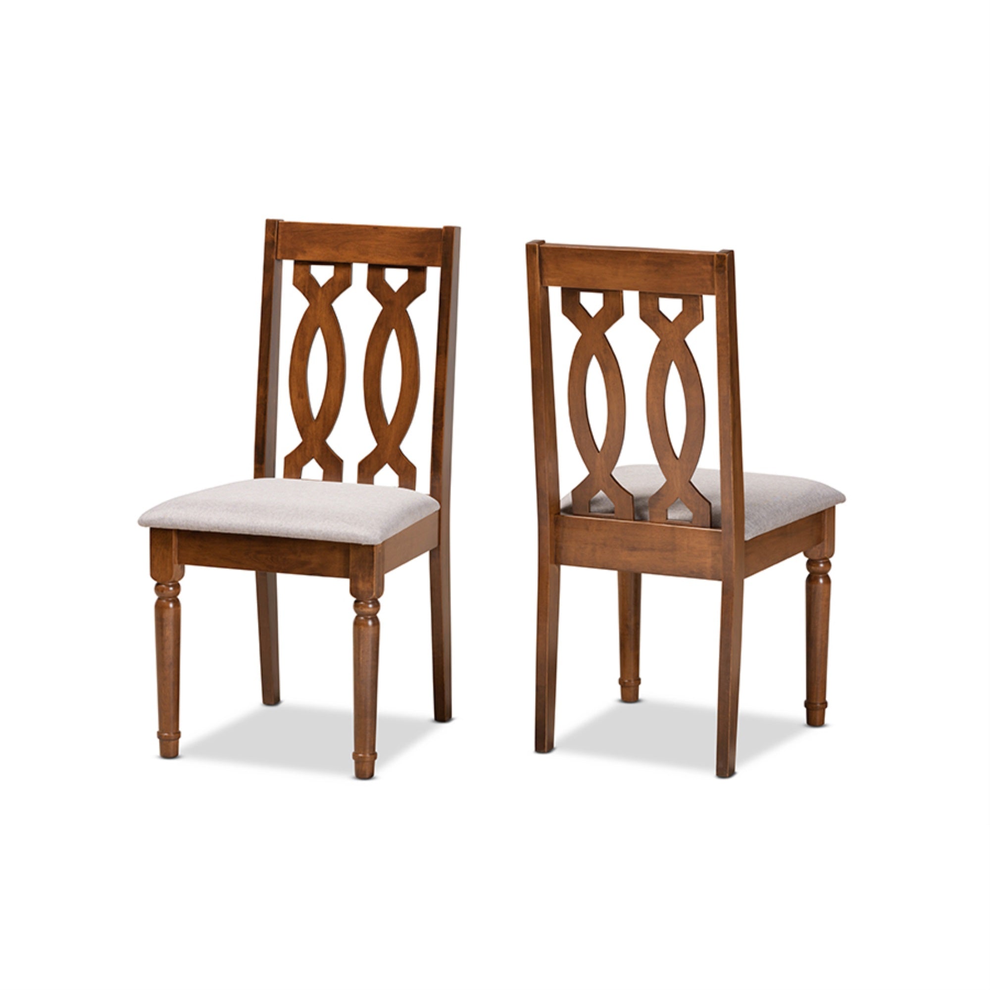 Baxton Studio Cherese Modern and Contemporary Grey Fabric Upholstered and Walnut Brown Finished Wood 2-Piece Dining Chair Set