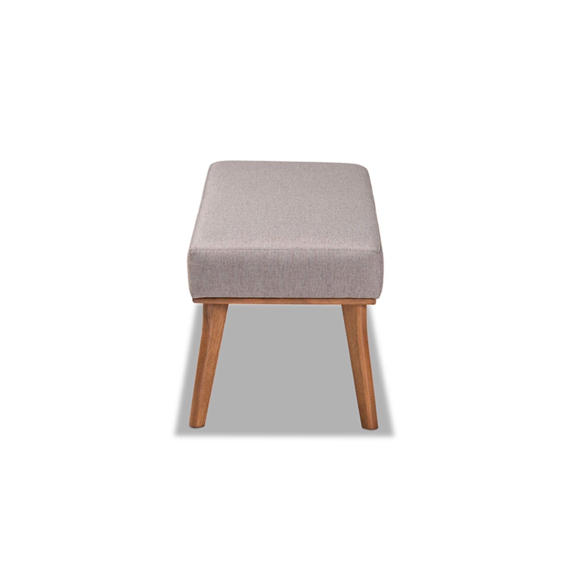 Baxton Studio Odessa Mid-Century Modern Grey Fabric Upholstered And Walnut Brown Finished Wood Dining Bench