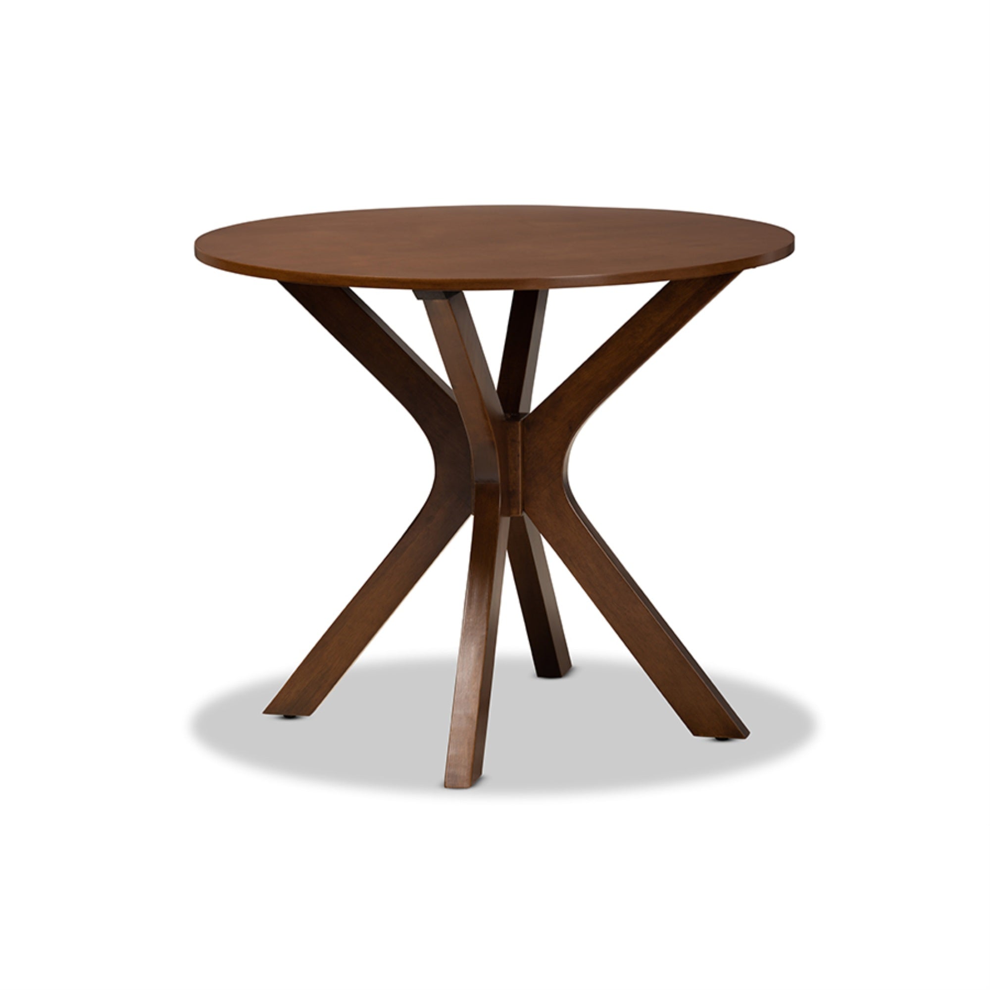 Baxton Studio Maya Modern And Contemporary Grey Fabric Upholstered And Walnut Brown Finished Wood 5-Piece Dining Set
