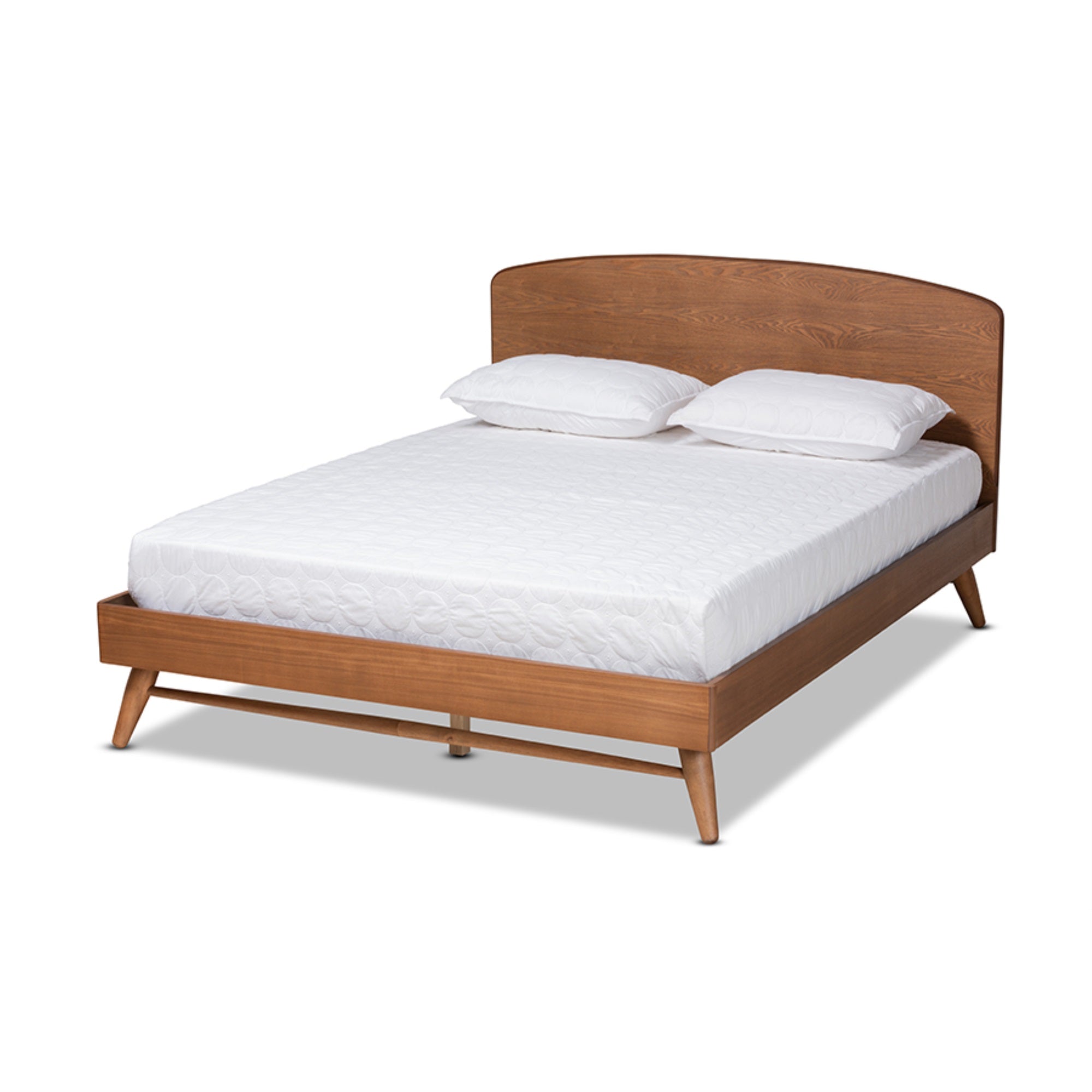 Baxton Studio Keagan Mid-Century Modern Transitional Walnut Brown Finished Wood Queen Size Platform Bed
