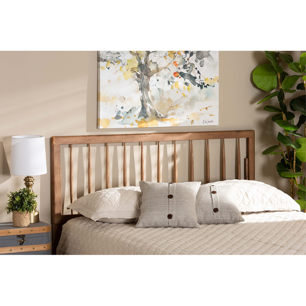 Baxton Studio Valin Modern And Contemporary Ash Walnut Finished Wood King Size Headboard