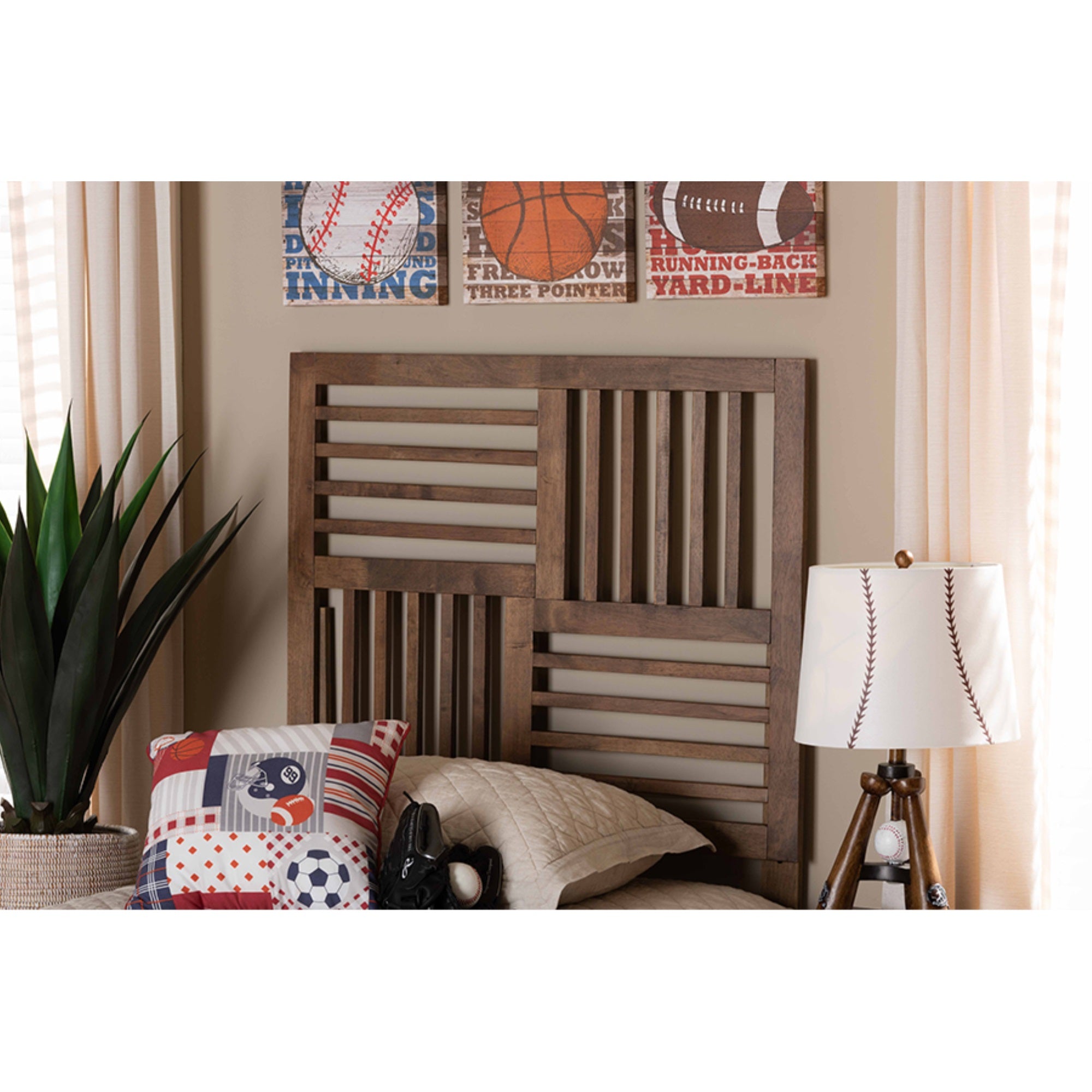 Baxton Studio Adler Modern And Contemporary Transitional Ash Walnut Finished Wood Twin Size Headboard