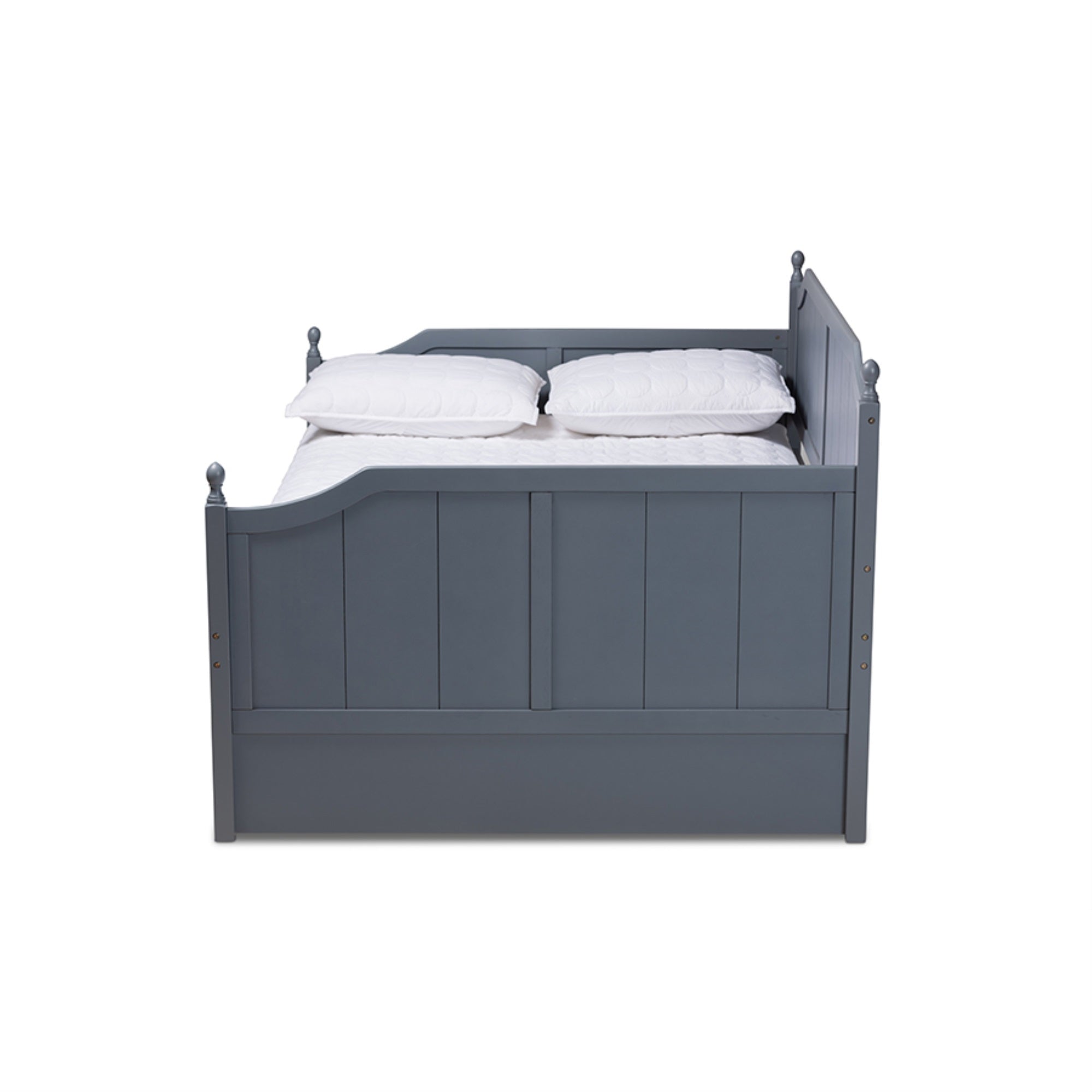 Baxton Studio Millie Cottage Farmhouse Grey Finished Wood Full Size Daybed With Trundle
