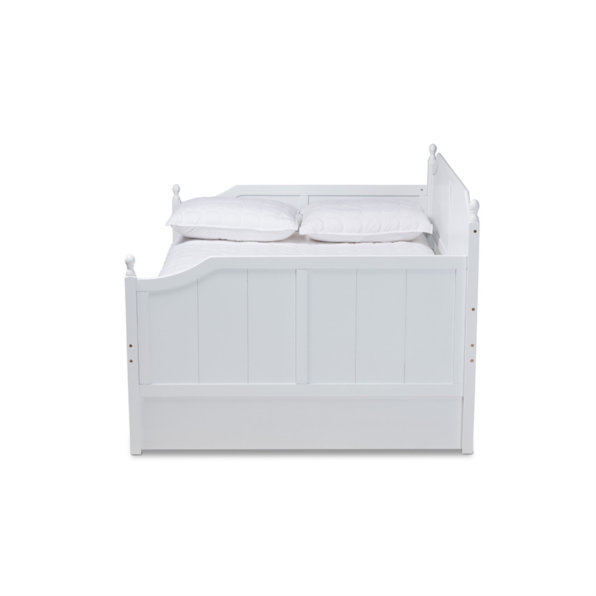 Baxton Studio Millie Cottage Farmhouse White Finished Wood Full Size Daybed With Trundle
