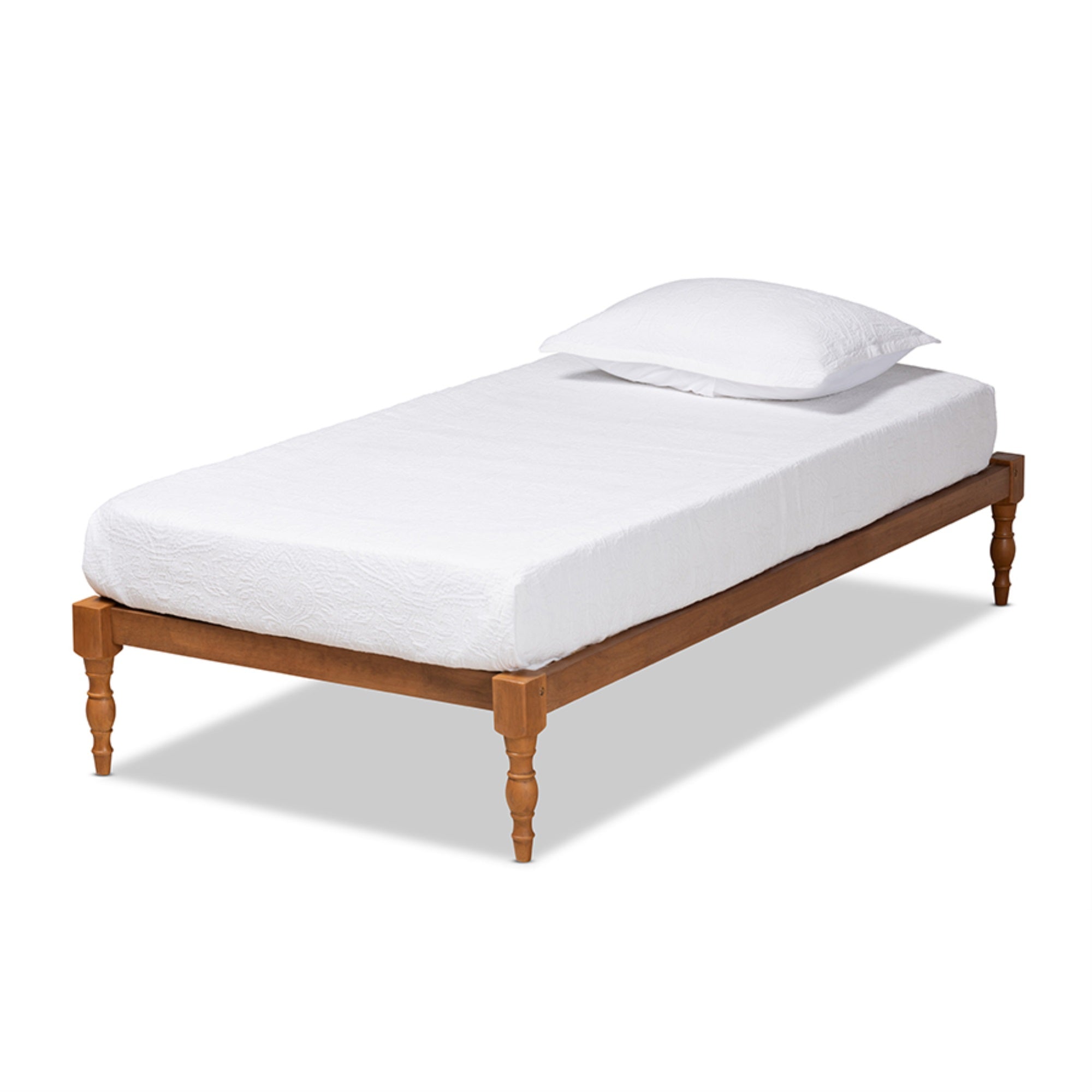 Baxton Studio Iseline Modern and Contemporary Walnut Brown Finished Wood Twin Size Platform Bed Frame