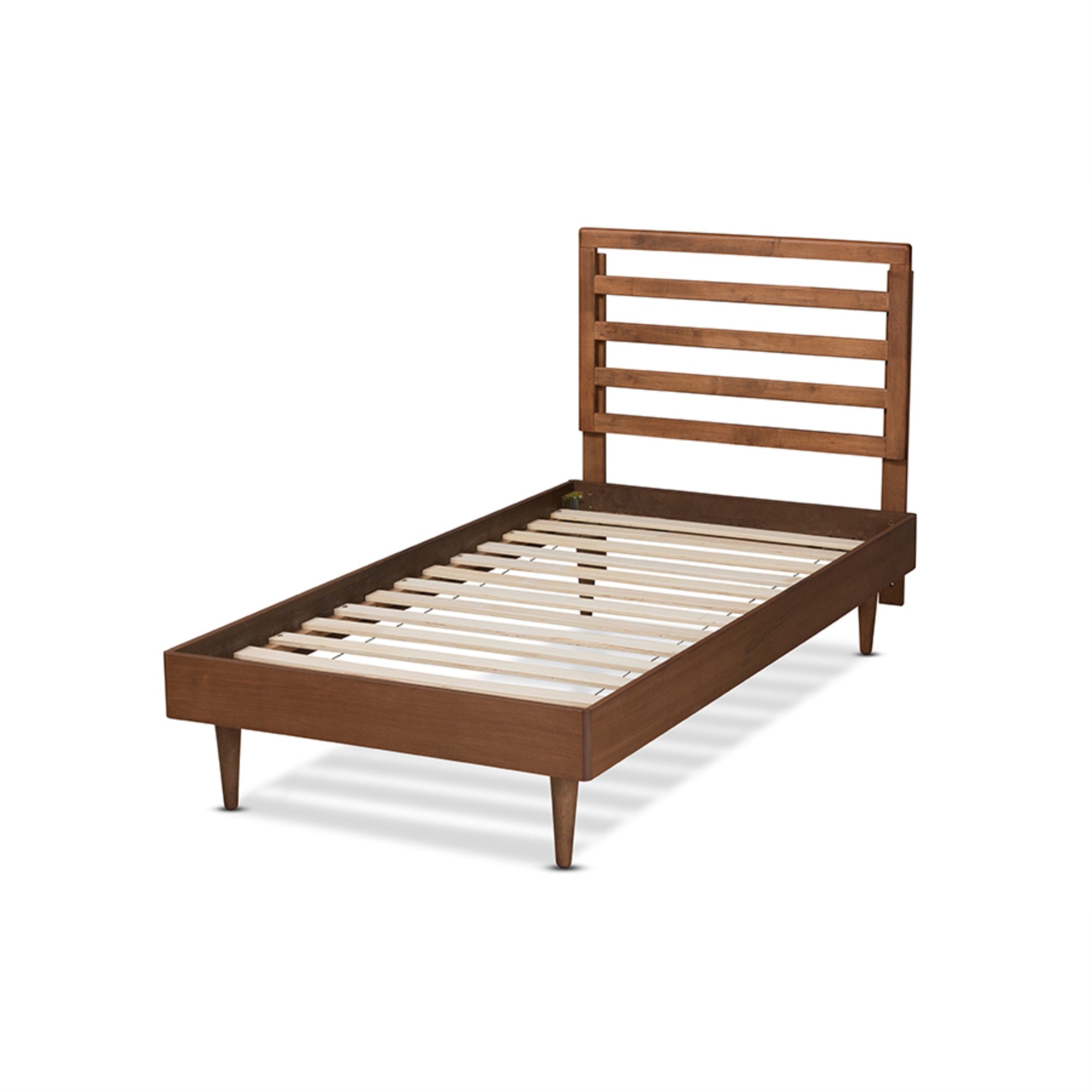 Baxton Studio Ryo Mid-Century Modern Transitional Walnut Brown Finished Wood Twin Size Platform Bed