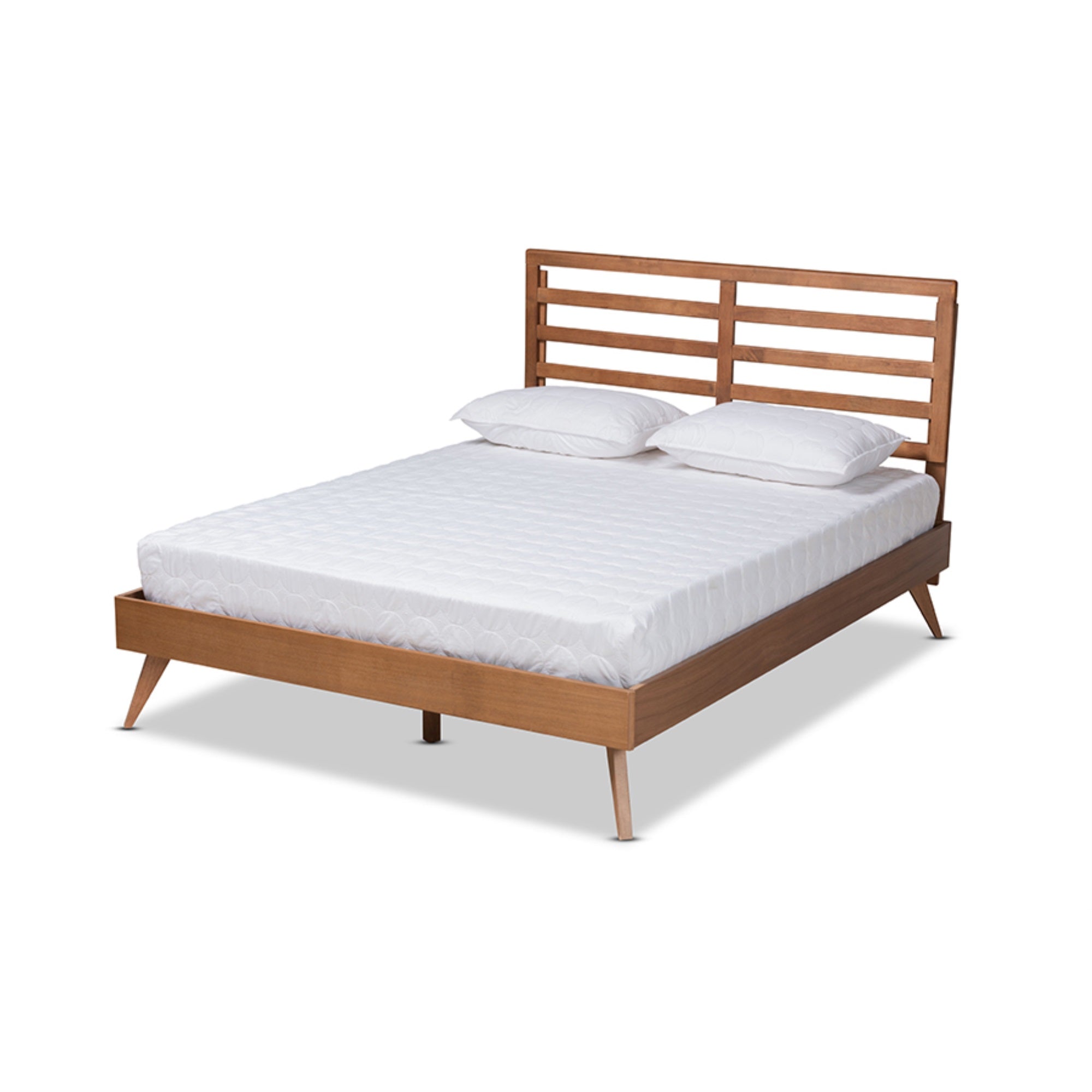 Baxton Studio Shiro Mid-Century Modern Ash Walnut Finished Wood Full Size Platform Bed