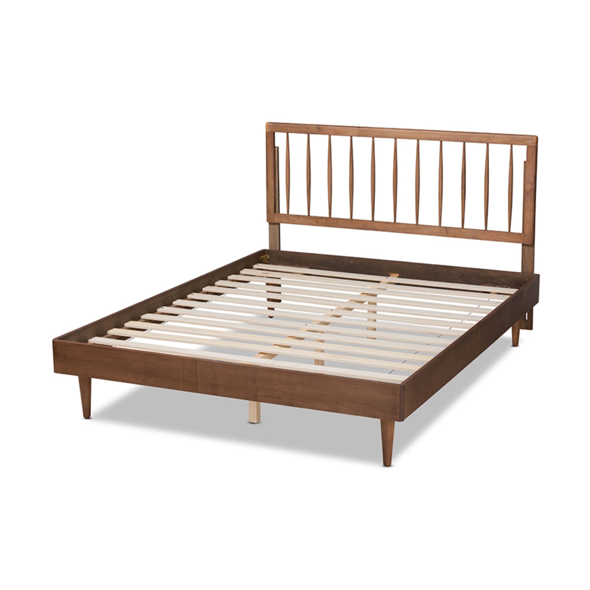 Baxton Studio Sora Mid-Century Modern Ash Walnut Finished Wood King Size Platform Bed