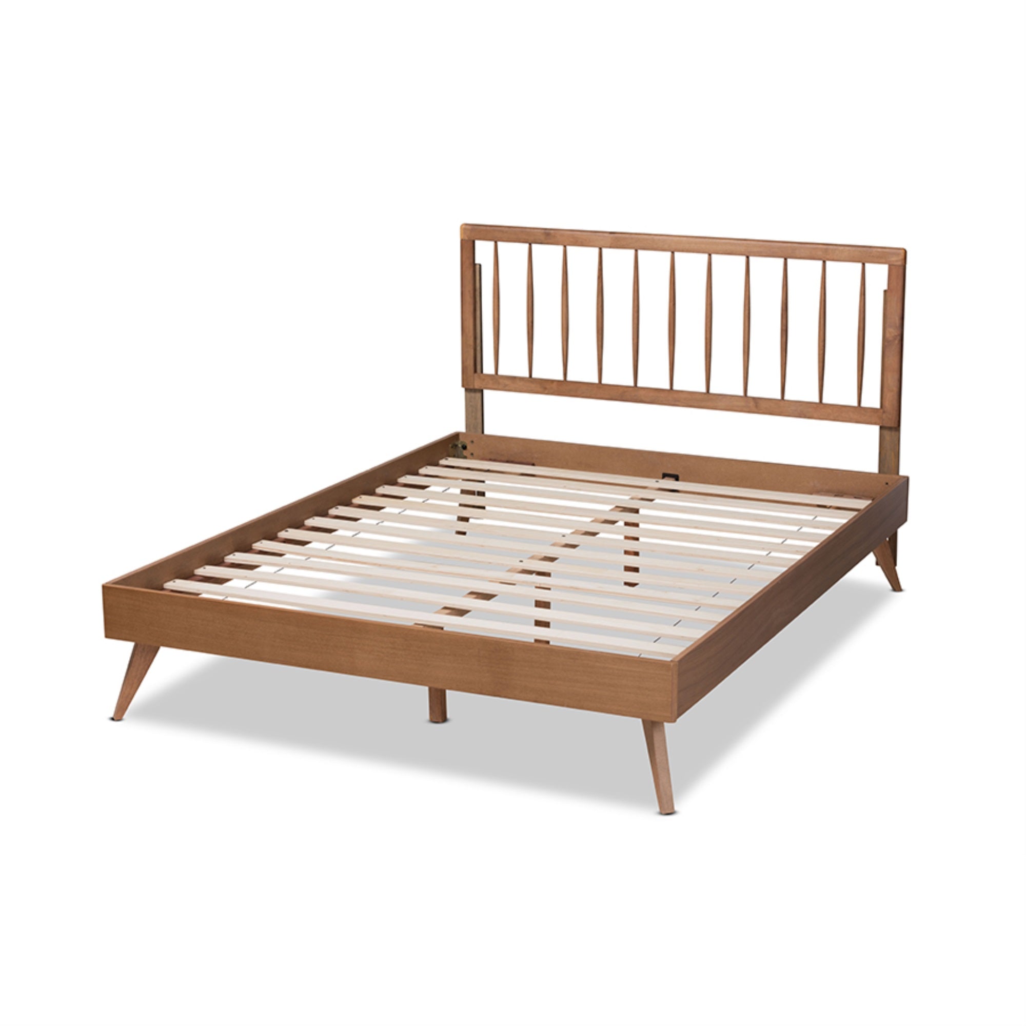 Baxton Studio Toru Mid-Century Modern Ash Walnut Finished Wood King Size Platform Bed