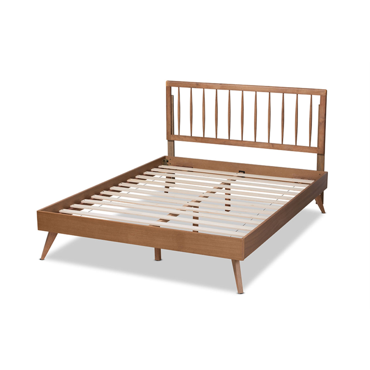 Baxton Studio Toru Mid-Century Modern Ash Walnut Finished Wood King Size Platform Bed