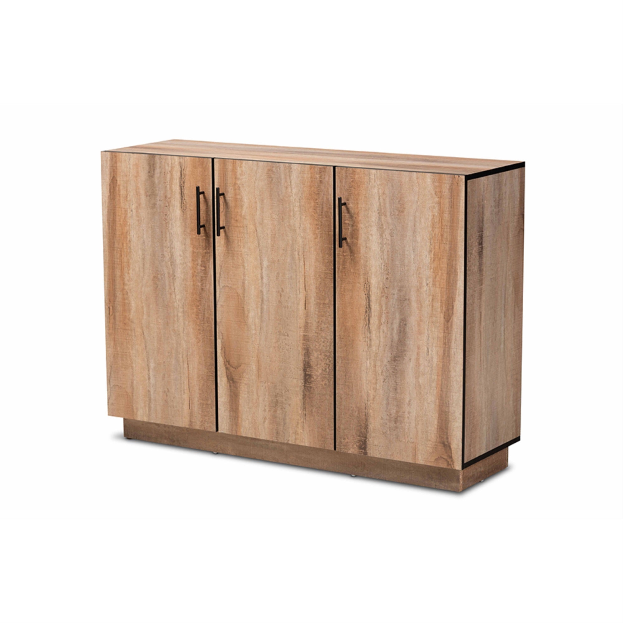 Baxton Studio Patton Modern and Contemporary Natural Oak Finished Wood 3-Door Dining Room Sideboard Buffet