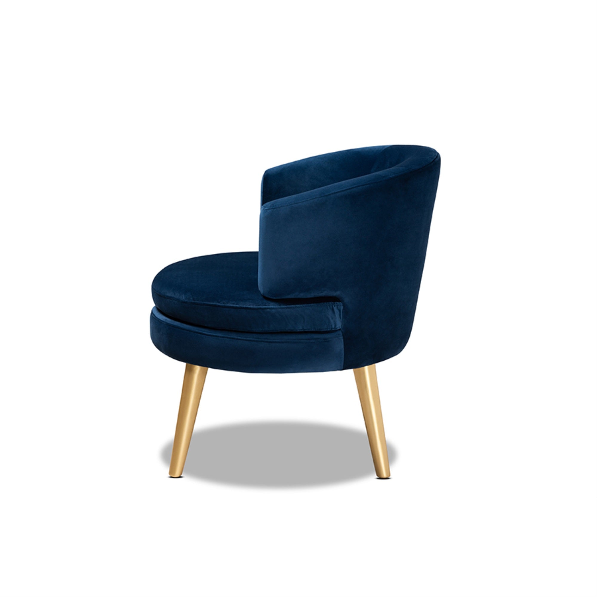Baxton Studio Baptiste Glam And Luxe Navy Blue Velvet Fabric Upholstered And Gold Finished Wood Accent Chair