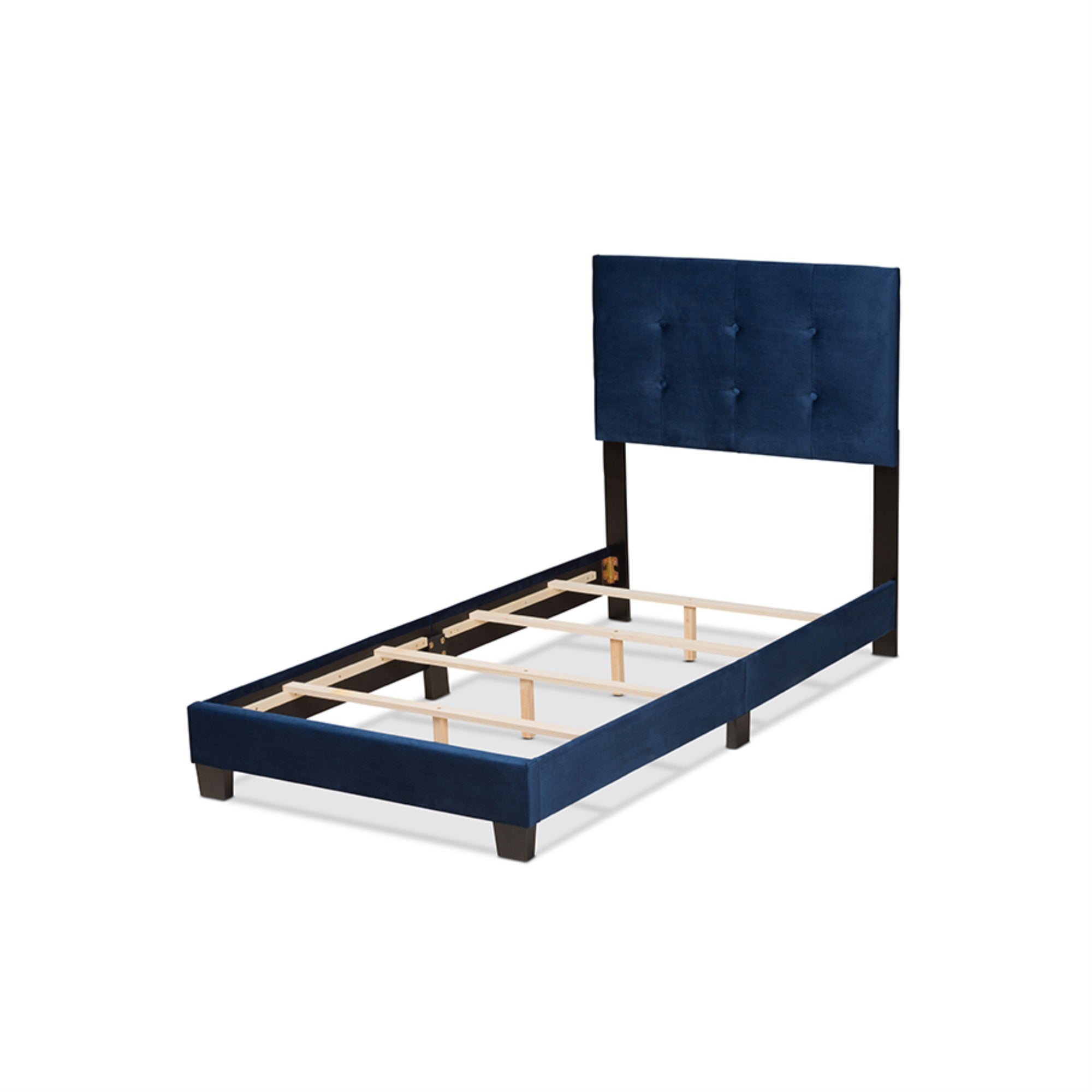 Baxton Studio Caprice Modern And Contemporary Glam Navy Blue Velvet Fabric Upholstered Twin Size Panel Bed