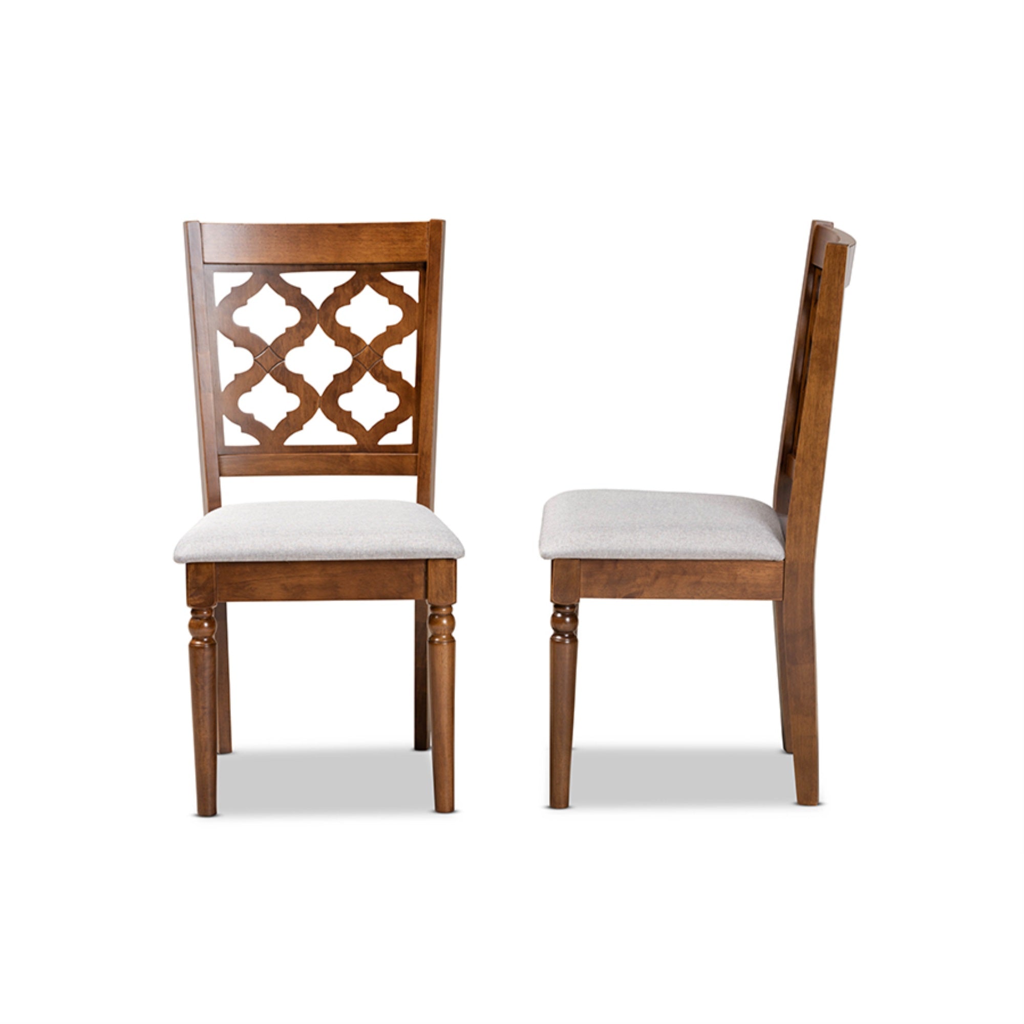 Baxton Studio Ramiro Modern And Contemporary Grey Fabric Upholstered And Walnut Brown Finished Wood 2-Piece Dining Chair Set