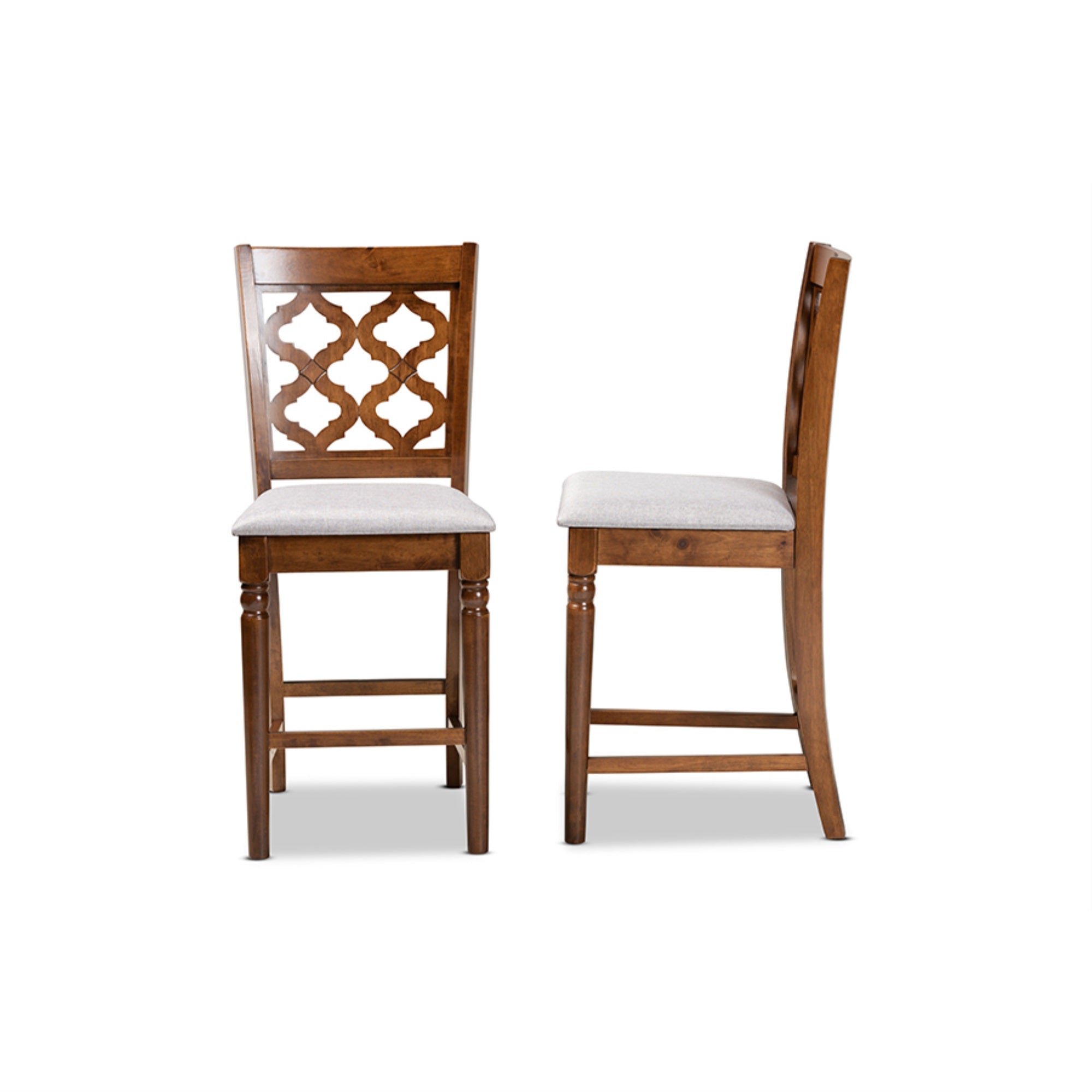 Baxton Studio Ramiro Modern And Contemporary Transitional Grey Fabric Upholstered And Walnut Brown Finished Wood 2-Piece Counter