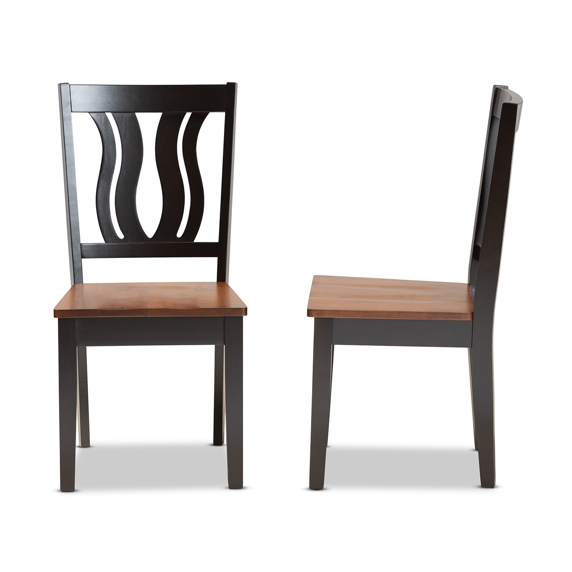 Baxton Studio Fenton Modern And Contemporary Transitional Two-Tone Dark Brown And Walnut Brown Finished Wood 2-Piece Dining Chai
