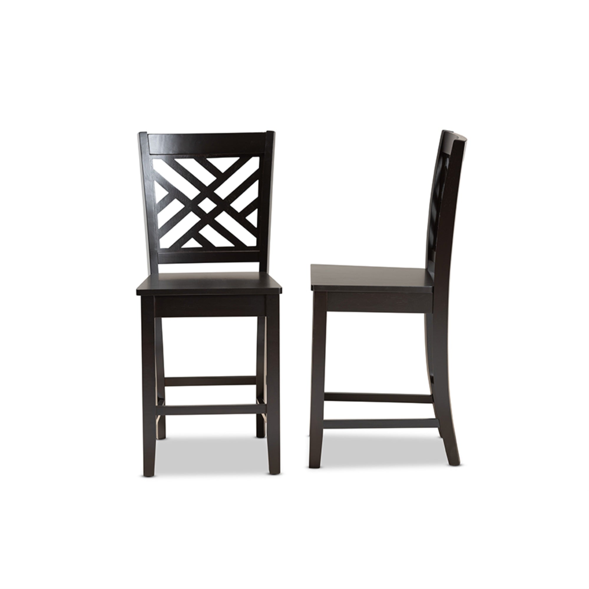Baxton Studio Caron Modern And Contemporary Transitional Dark Brown Finished Wood 2-Piece Counter Stool Set