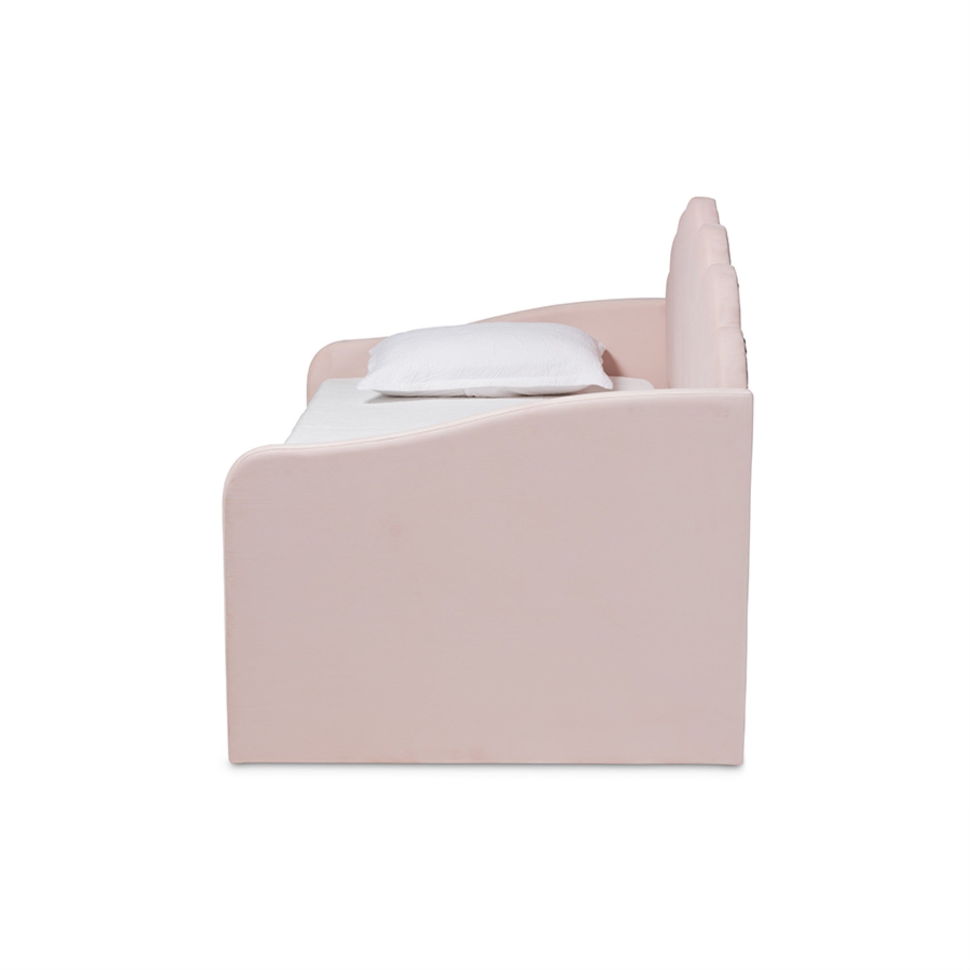 Baxton Studio Timila Modern And Contemporary Light Pink Velvet Fabric Upholstered Full Size Daybed With Trundle