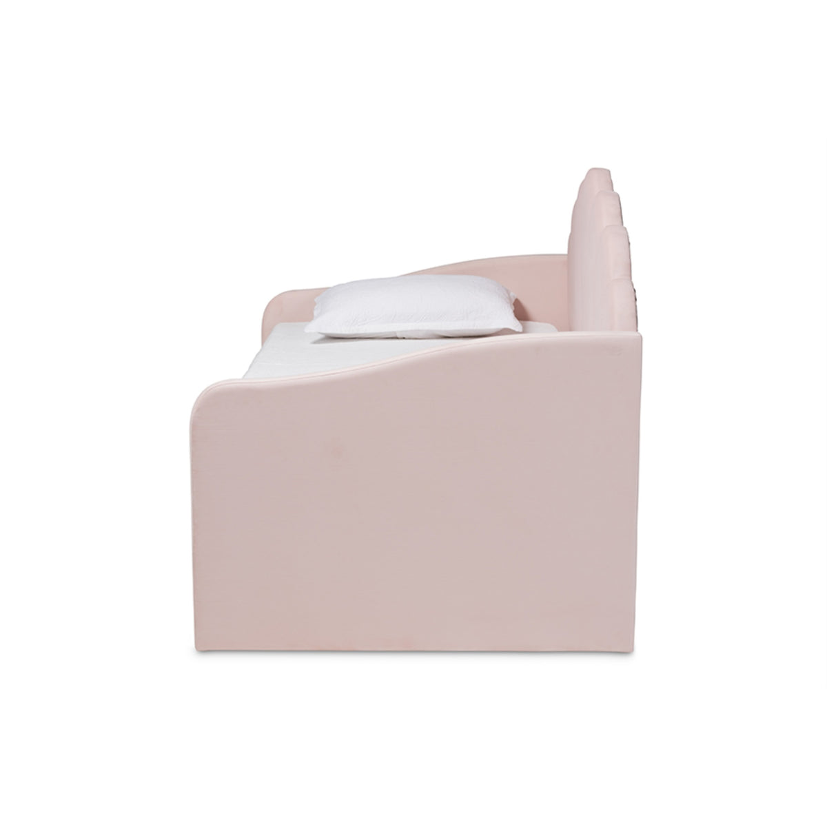 Baxton Studio Timila Modern And Contemporary Light Pink Velvet Fabric Upholstered Full Size Daybed With Trundle