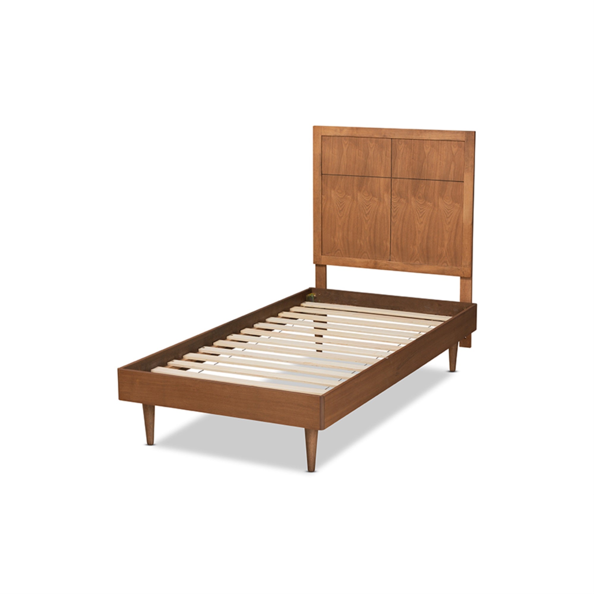 Baxton Studio Rin Mid-Century Modern Walnut Brown Finished Wood Twin Size Platform Bed