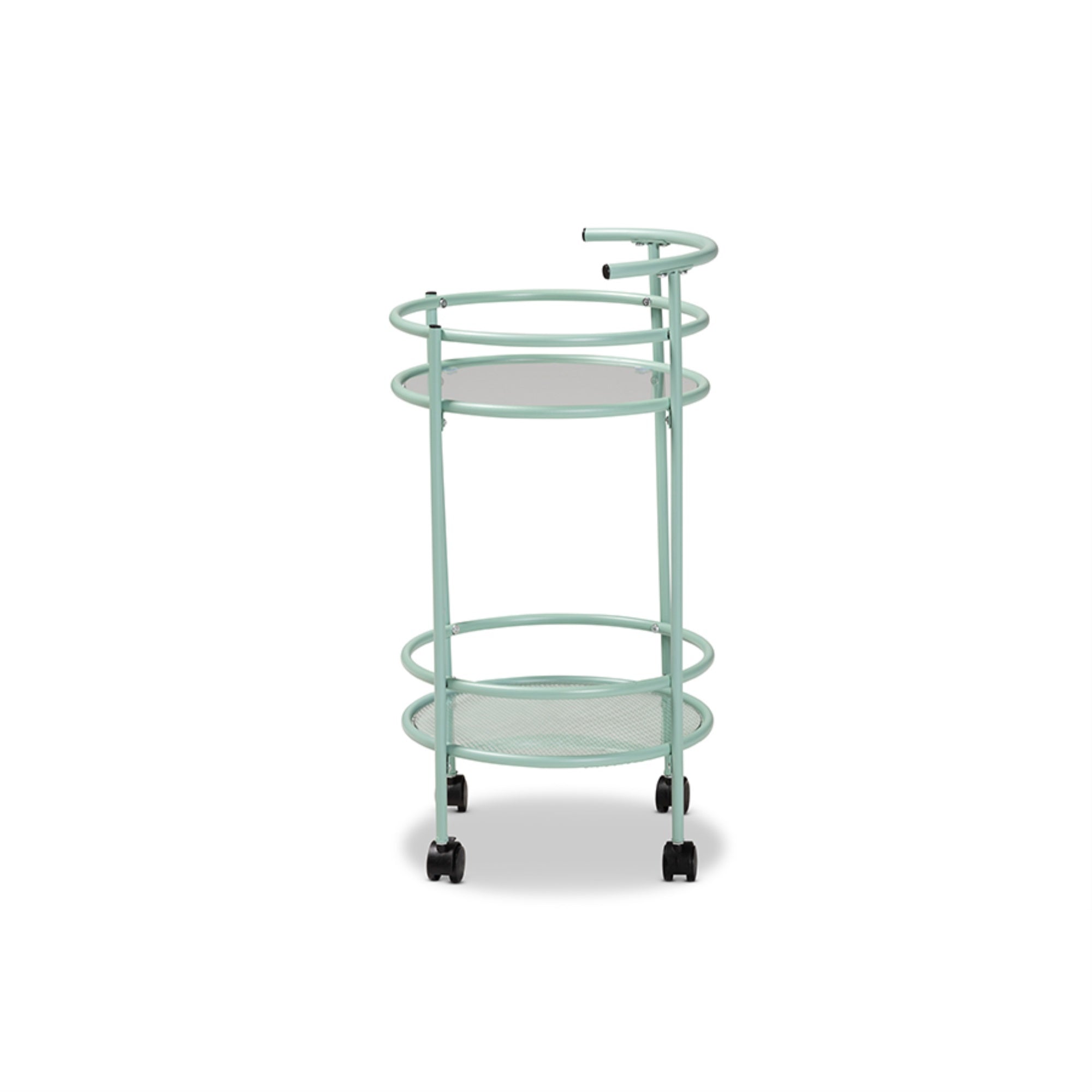 Baxton Studio Newell Mid-Century Modern Mint Green Finished Metal 2-Tier Kitchen Cart