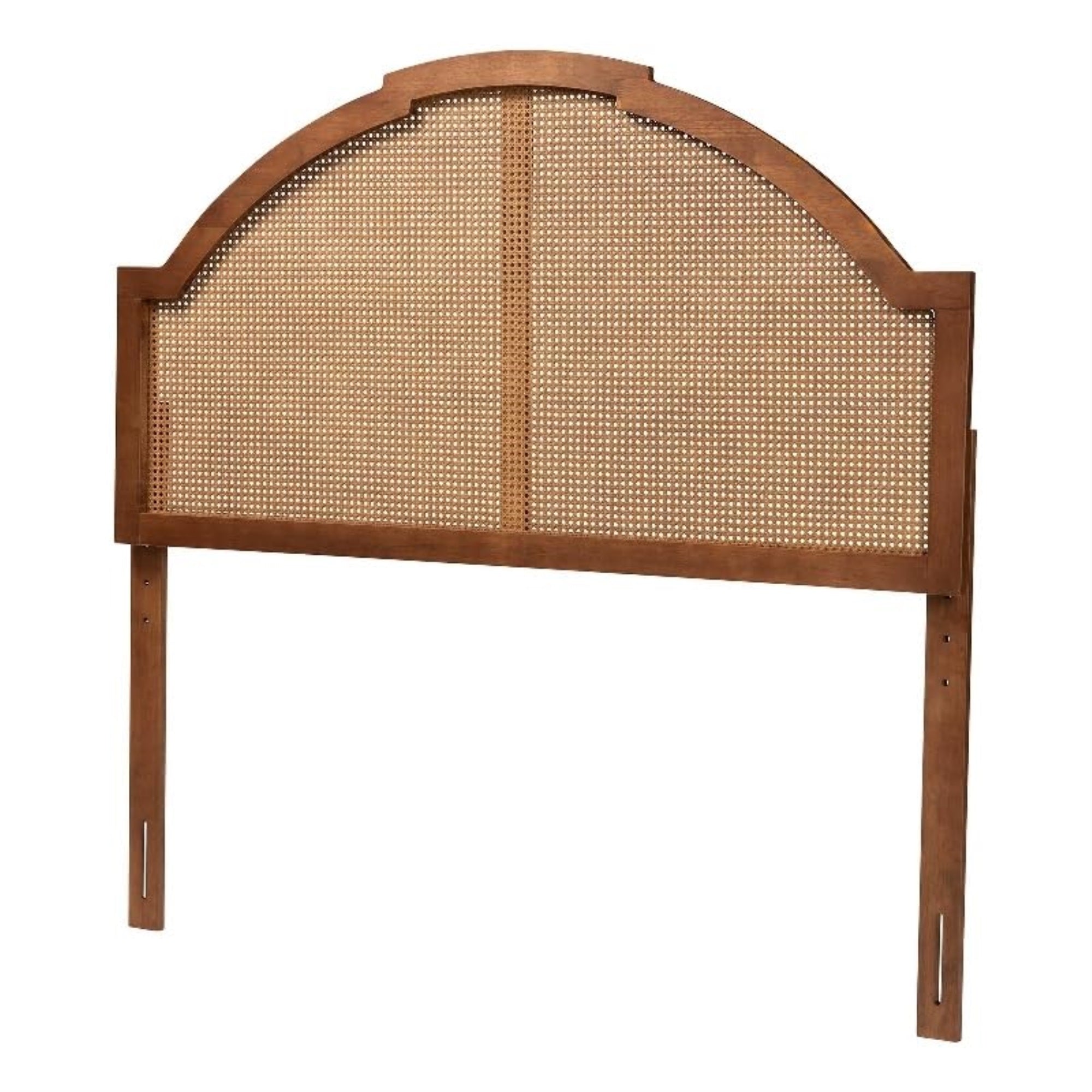 Baxton Studio Madeline Classic And Traditional Ash Walnut Finished Wood King Size Headboard With Rattan