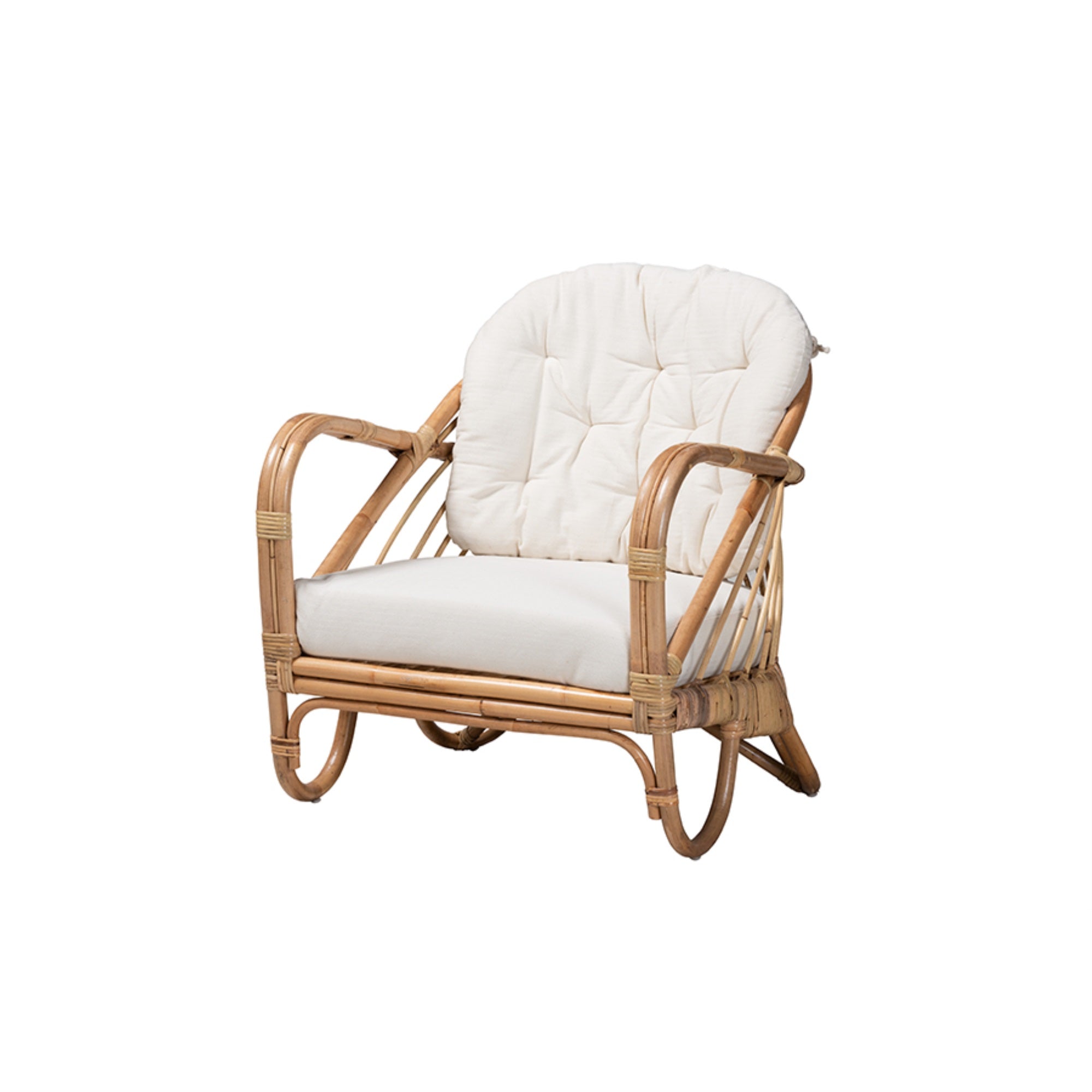 Baxton Studio Aliane Modern Bohemian Natural Brown Antique Rattan Armchair