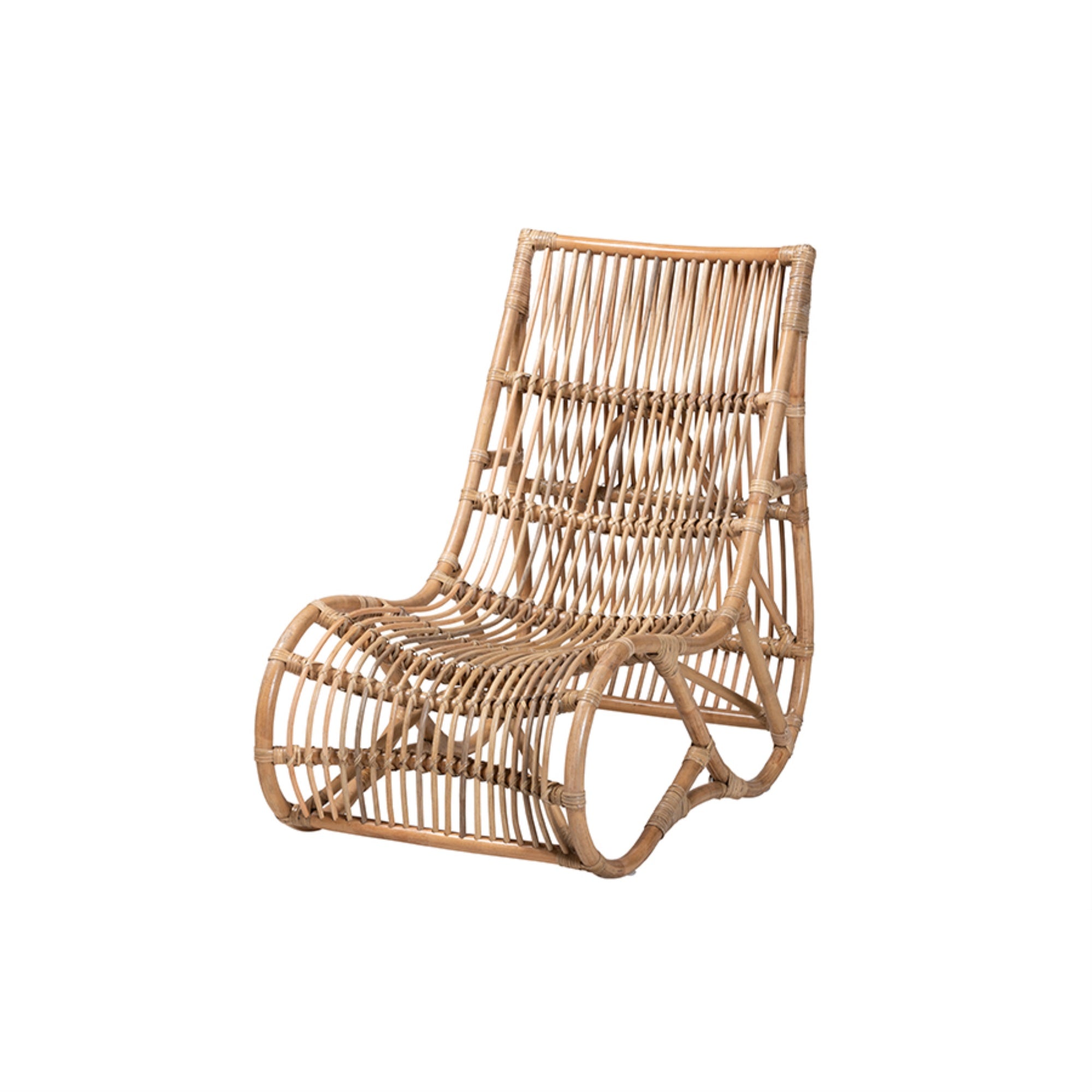 Baxton Studio Genera Modern Bohemian Natural Rattan Lounge Chair