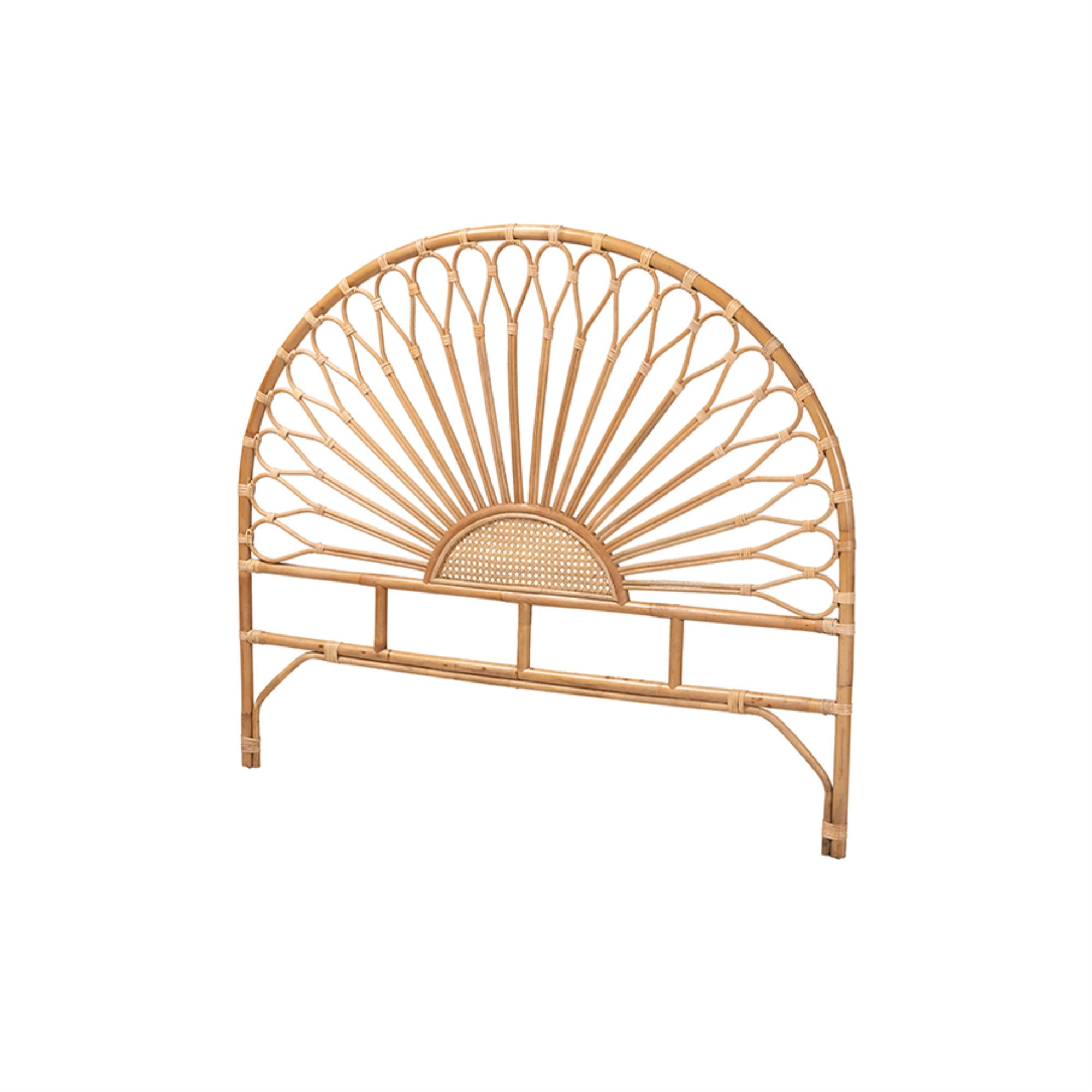 Baxton Studio Perenna Modern Bohemian Natural Rattan Queen Size Standalone Headboard