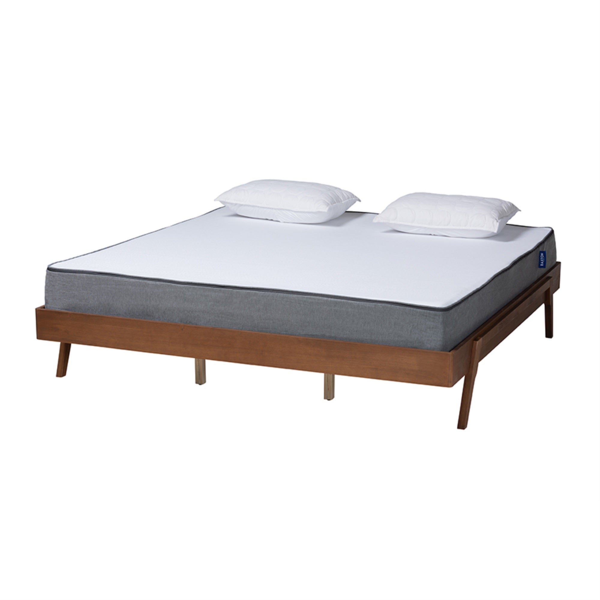 Baxton Studio Sarita Mid-Century Modern Ash Walnut Finished Wood Queen Size Bed Frame