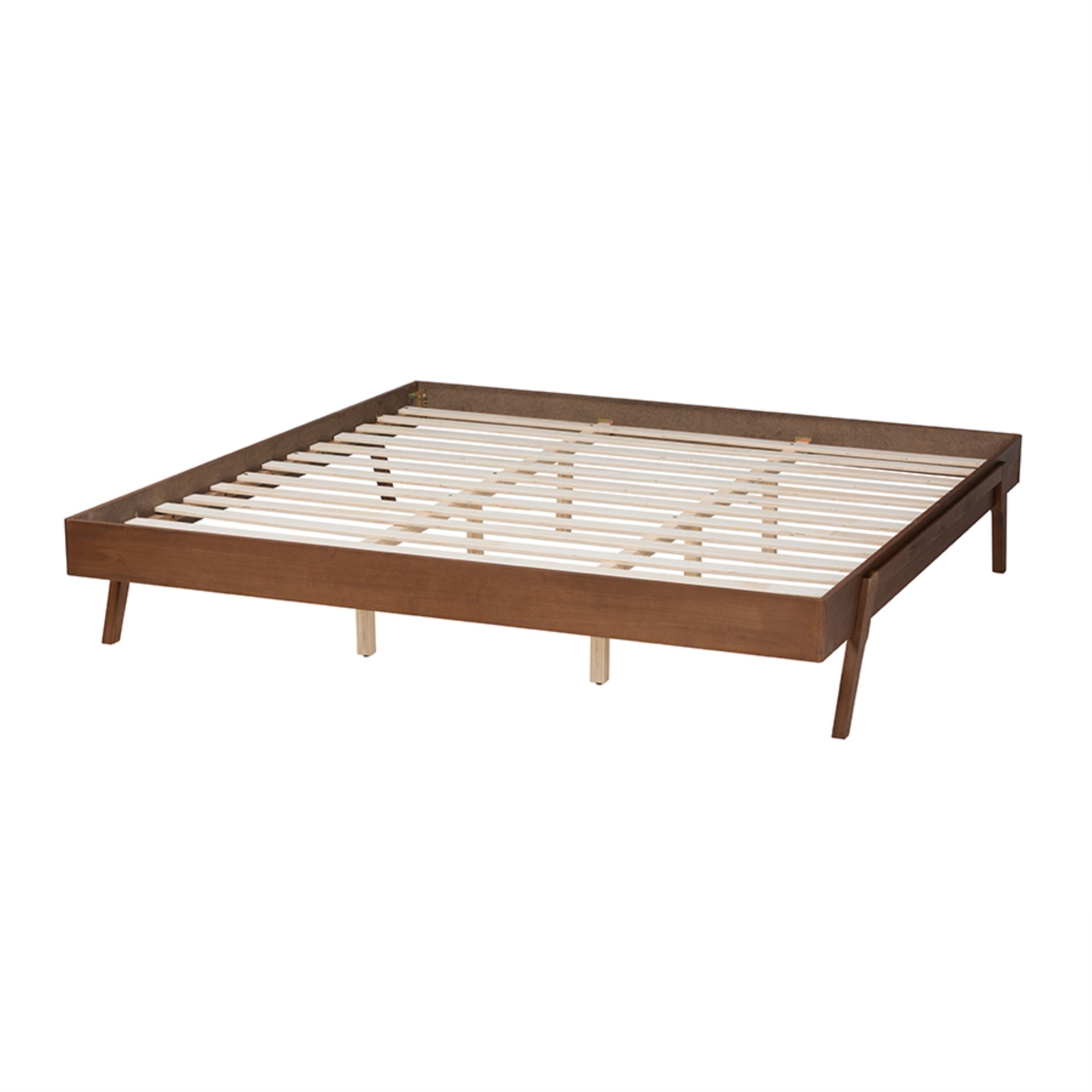 Baxton Studio Sarita Mid-Century Modern Ash Walnut Finished Wood King Size Bed Frame