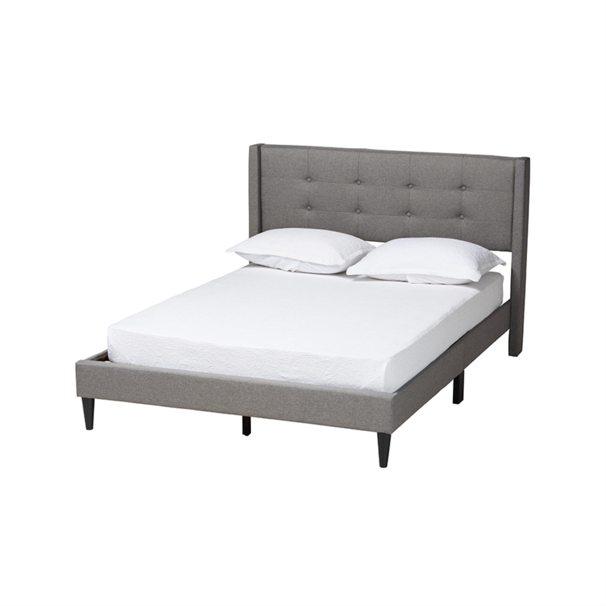 Baxton Studio Casol Mid-Century Modern Transitional Grey Fabric Upholstered Full Size Platform Bed