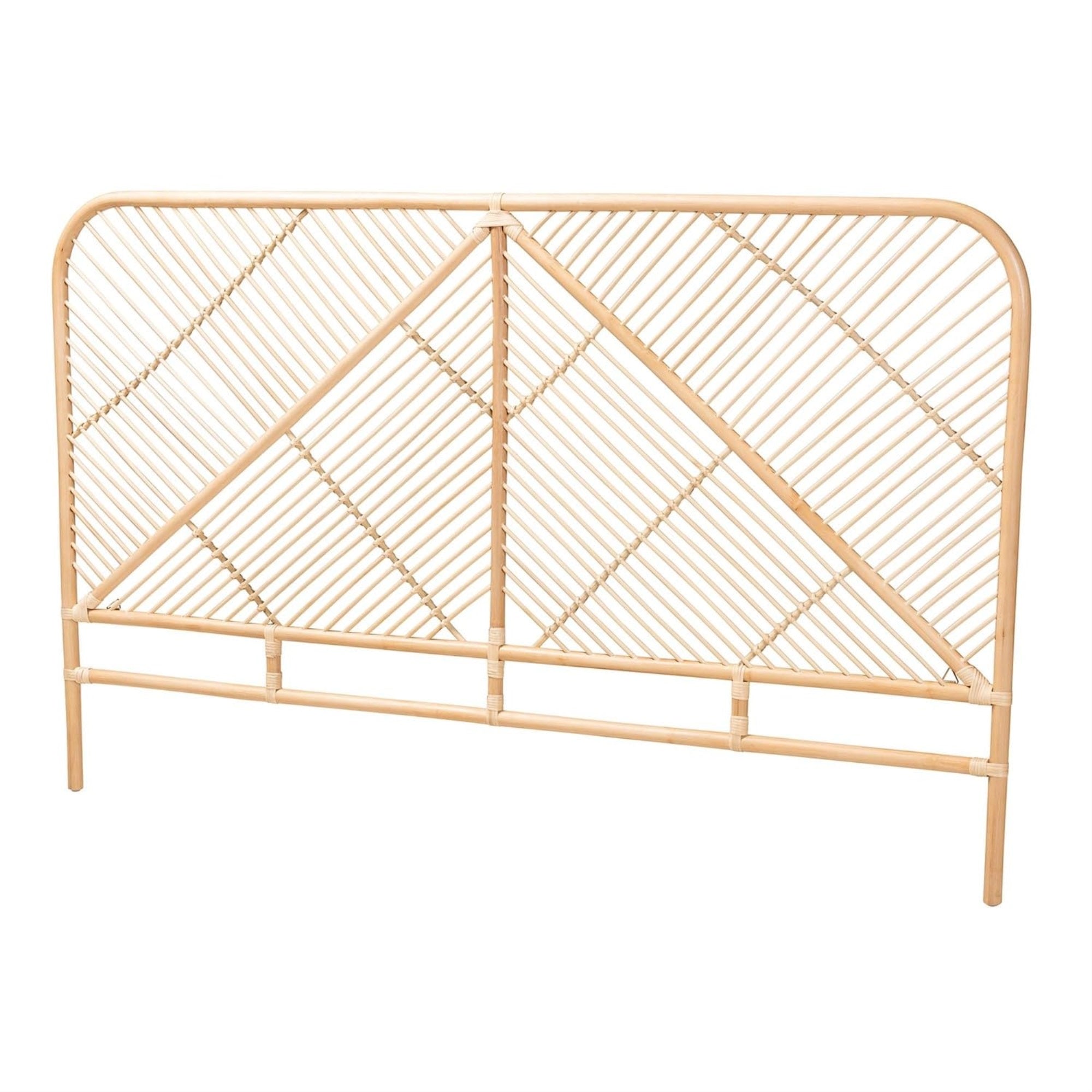 bali & pari Walid Modern Bohemian Natural Brown Rattan Queen Size Standalone Headboard