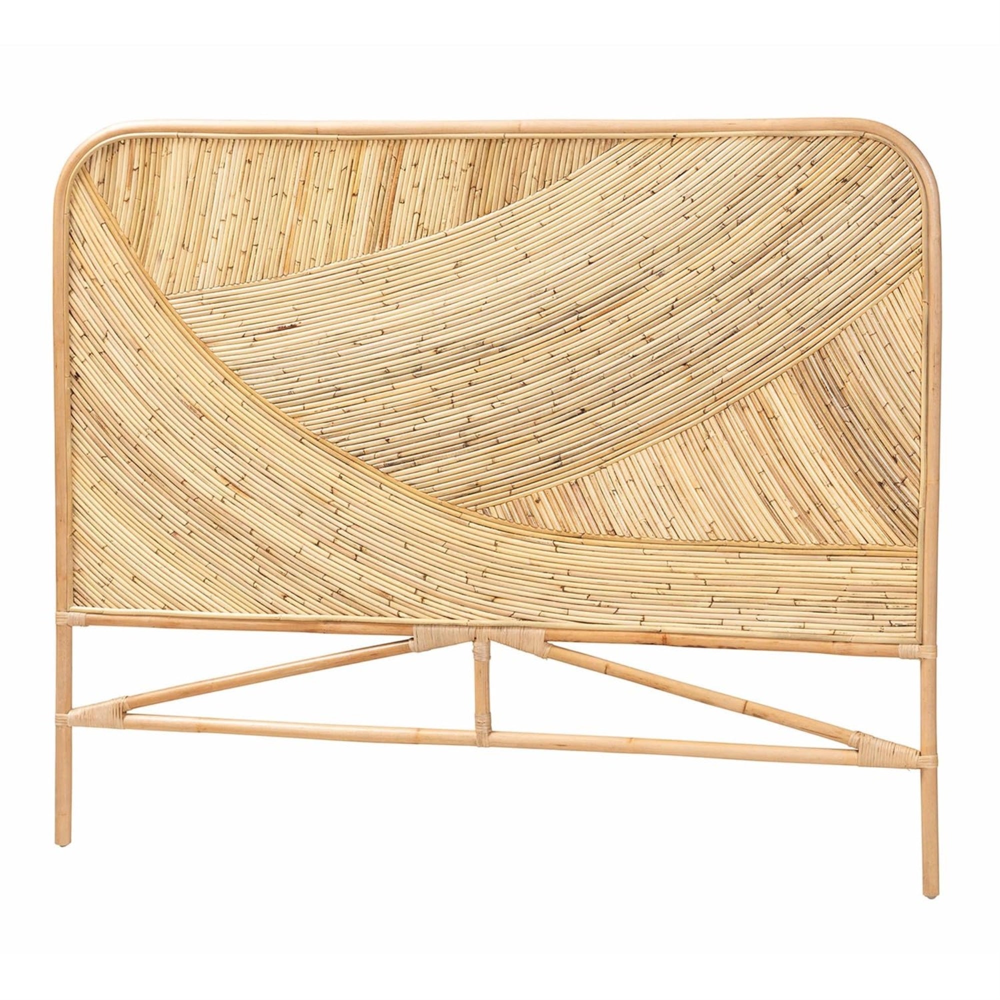bali & pari Delphi Modern Bohemian Natural Brown Rattan Queen Size Standalone Headboard