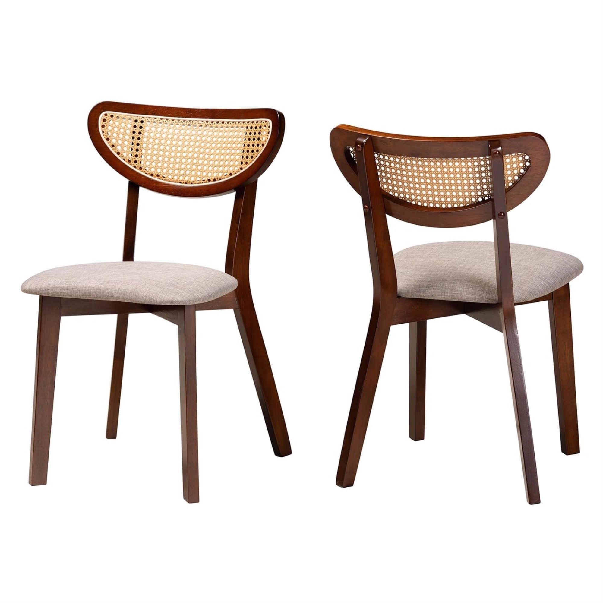 Baxton Studio Dannell Mid-Century Modern Grey Fabric And Walnut Brown Finished Wood Dining Chair