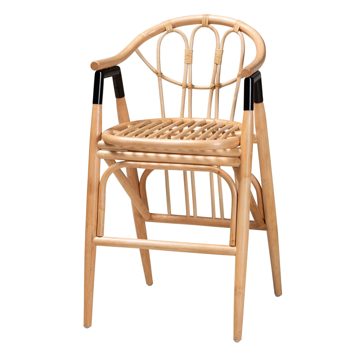 Bali & Pari Cyntia Modern Bohemian Natural Brown Rattan Counter Stool