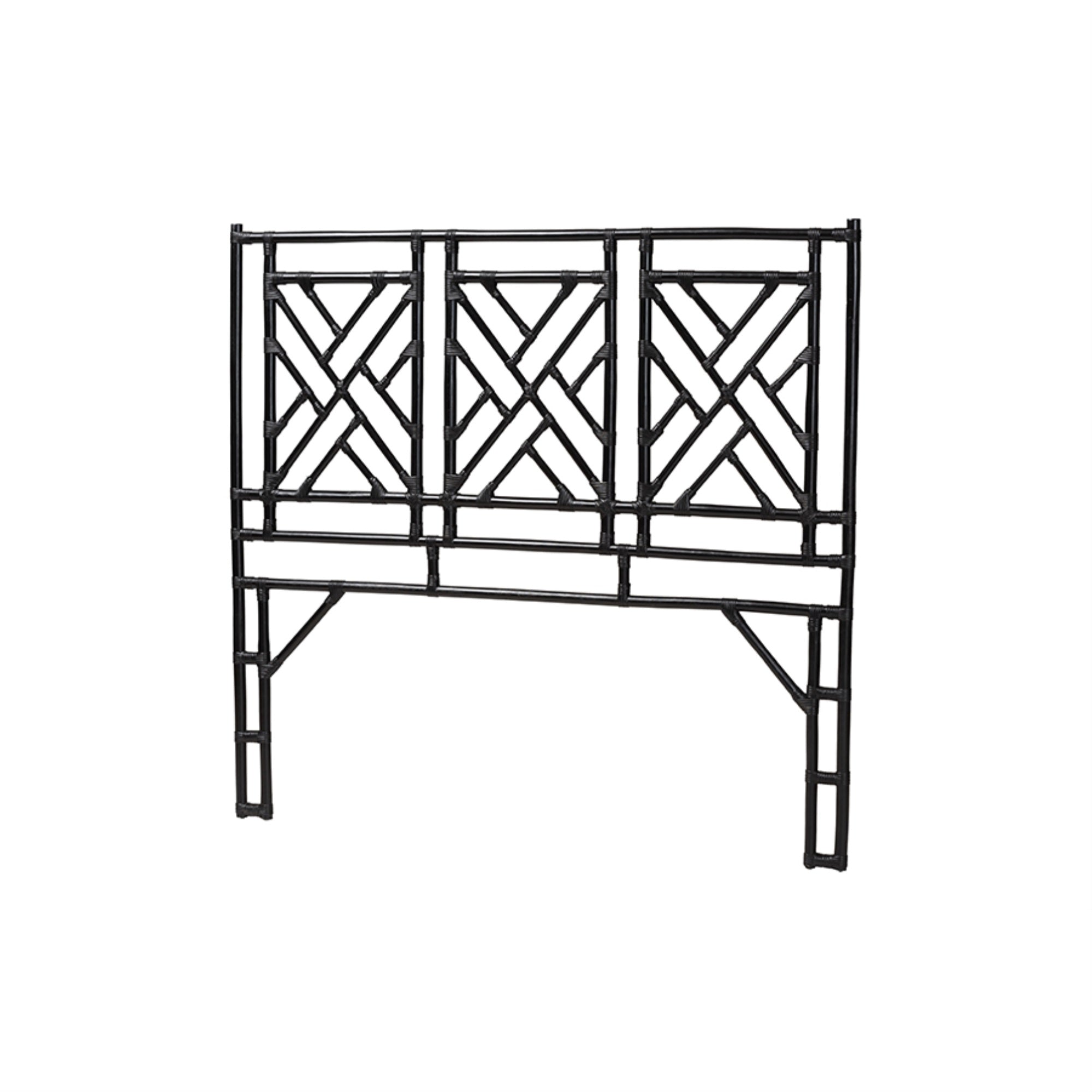 bali & pari Karavo Bohemian Black Natural Rattan King Size Standalone Headboard
