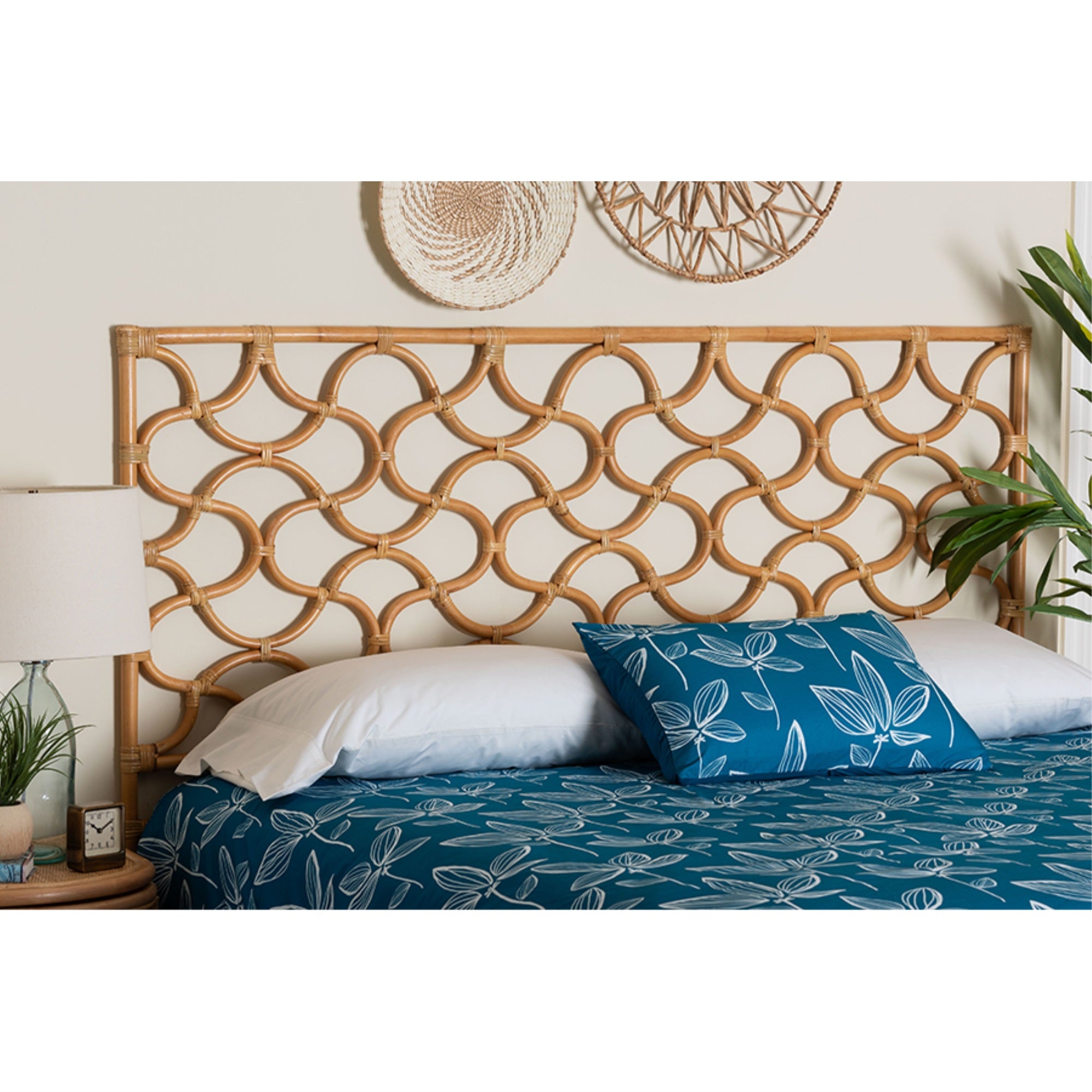 bali & pari Kalcya Bohemian Natural Rattan King Size Standalone Headboard
