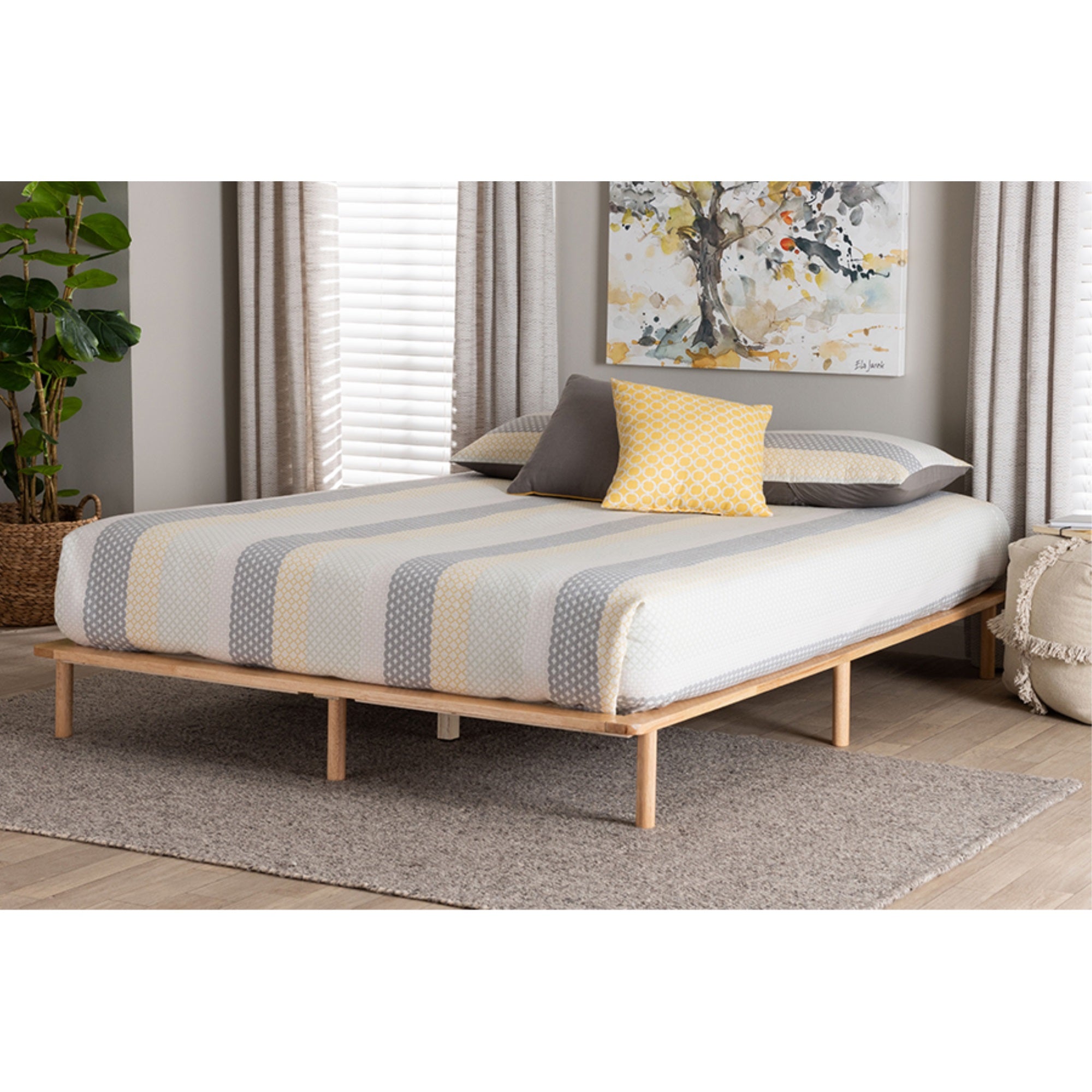 Baxton Studio Calhoun Japandi Queen Size Bed Frame